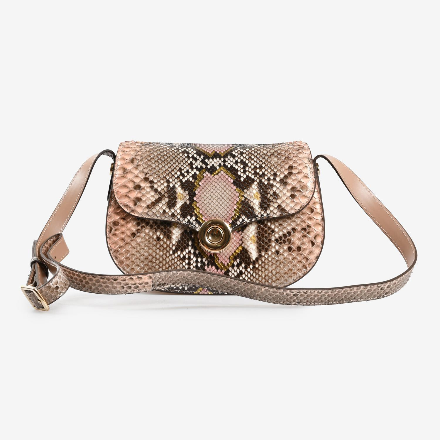 Pembe Piton Deri Kadın Askılı Çanta