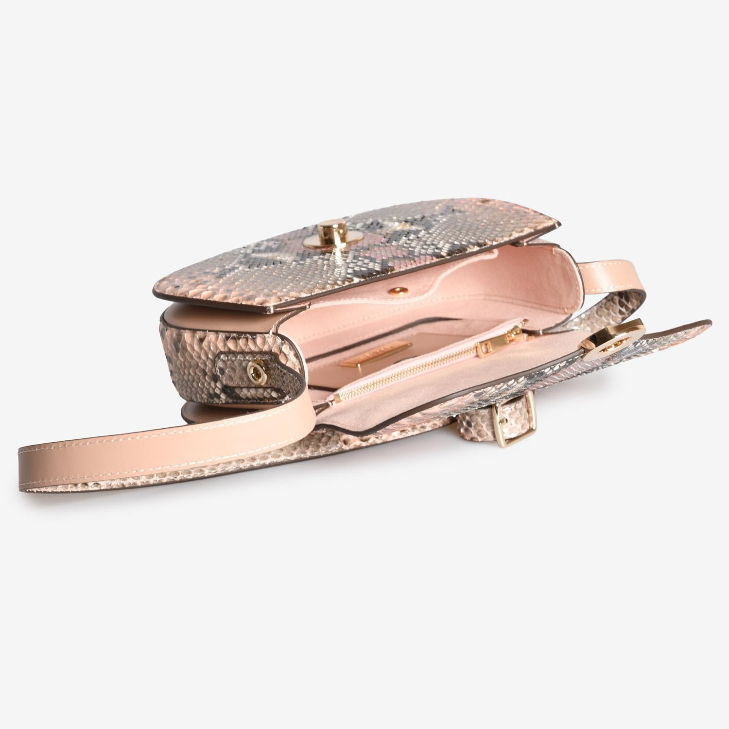 Pembe Piton Deri Kadın Askılı Çanta