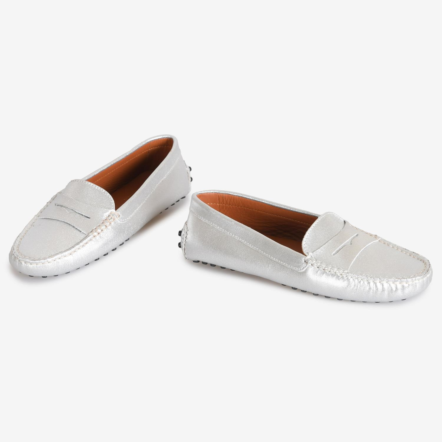 Platin Deri Kadın Loafer