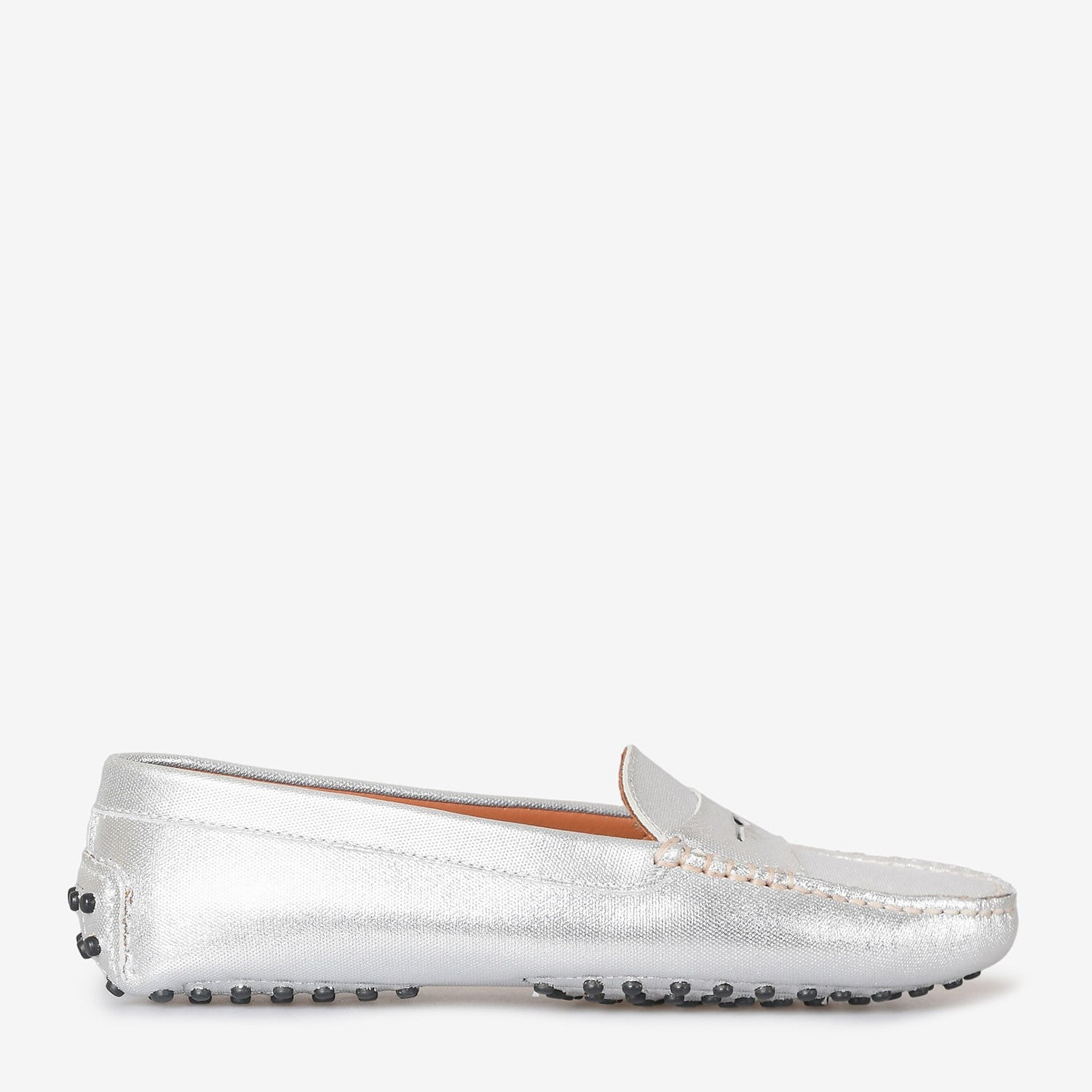 Platin Deri Kadın Loafer