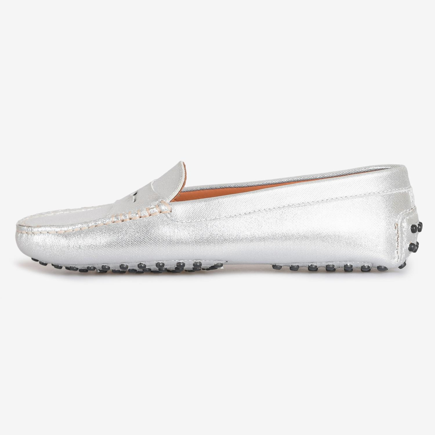 Platin Deri Kadın Loafer