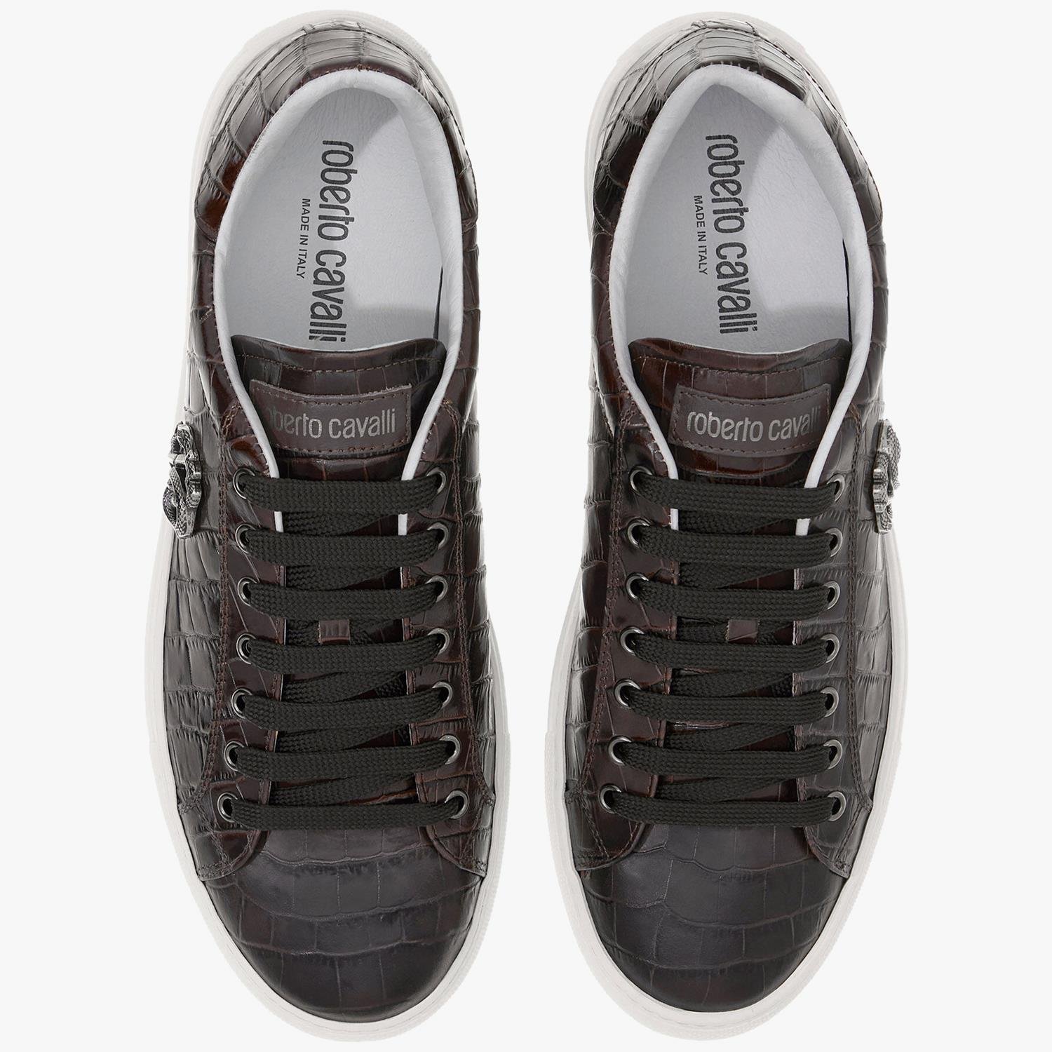 ROBERTO CAVALLI KAHVE KROKO DERİ ERKEK SNEAKER