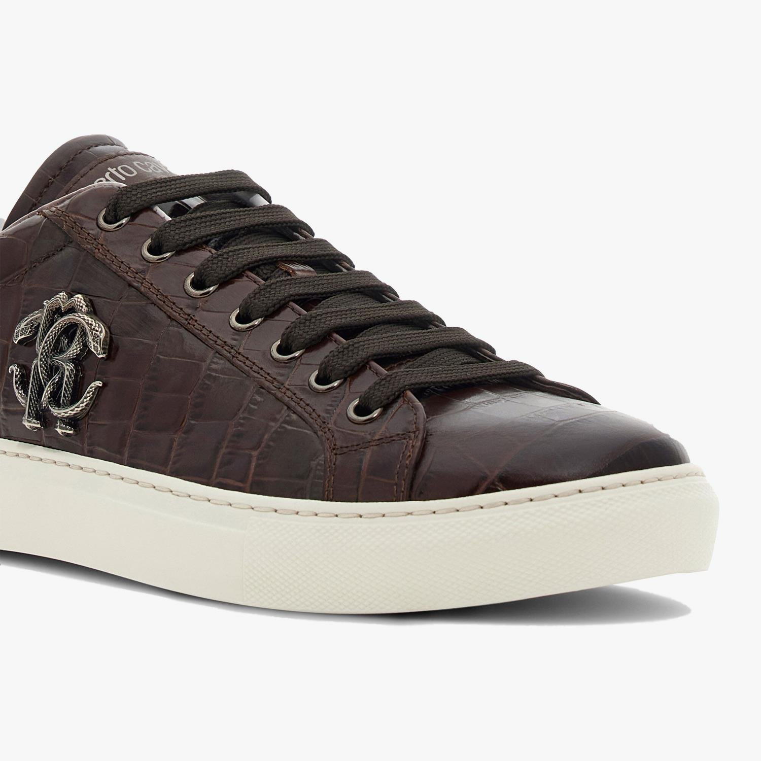 ROBERTO CAVALLI KAHVE KROKO DERİ ERKEK SNEAKER
