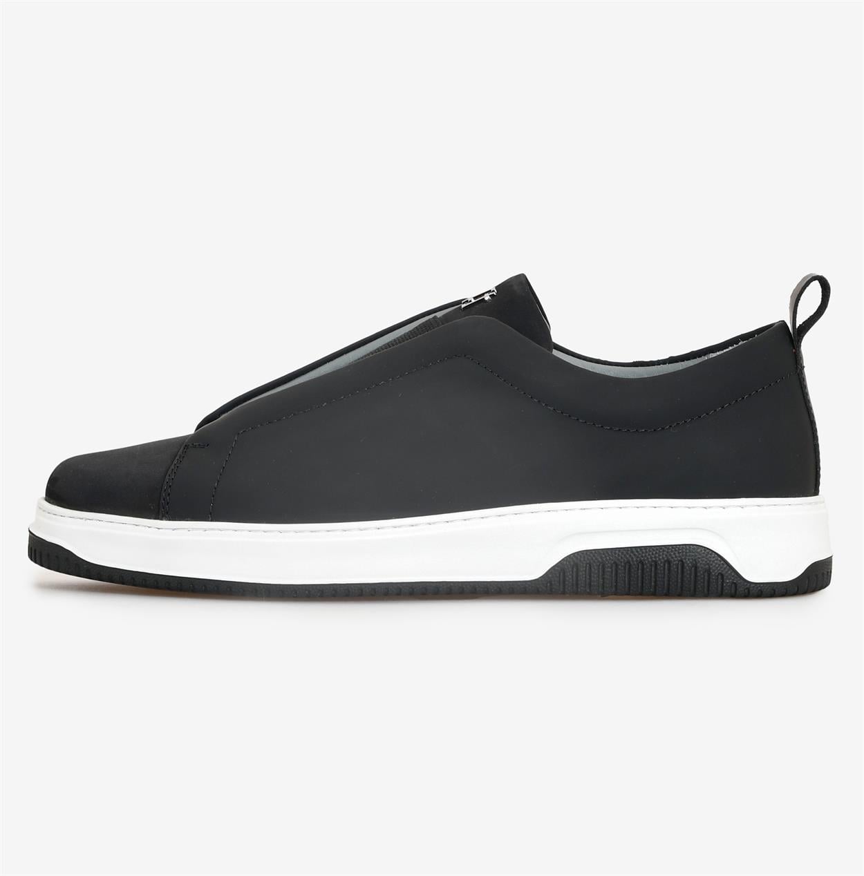 Siyah Bağcıksız Deri Erkek Sneaker