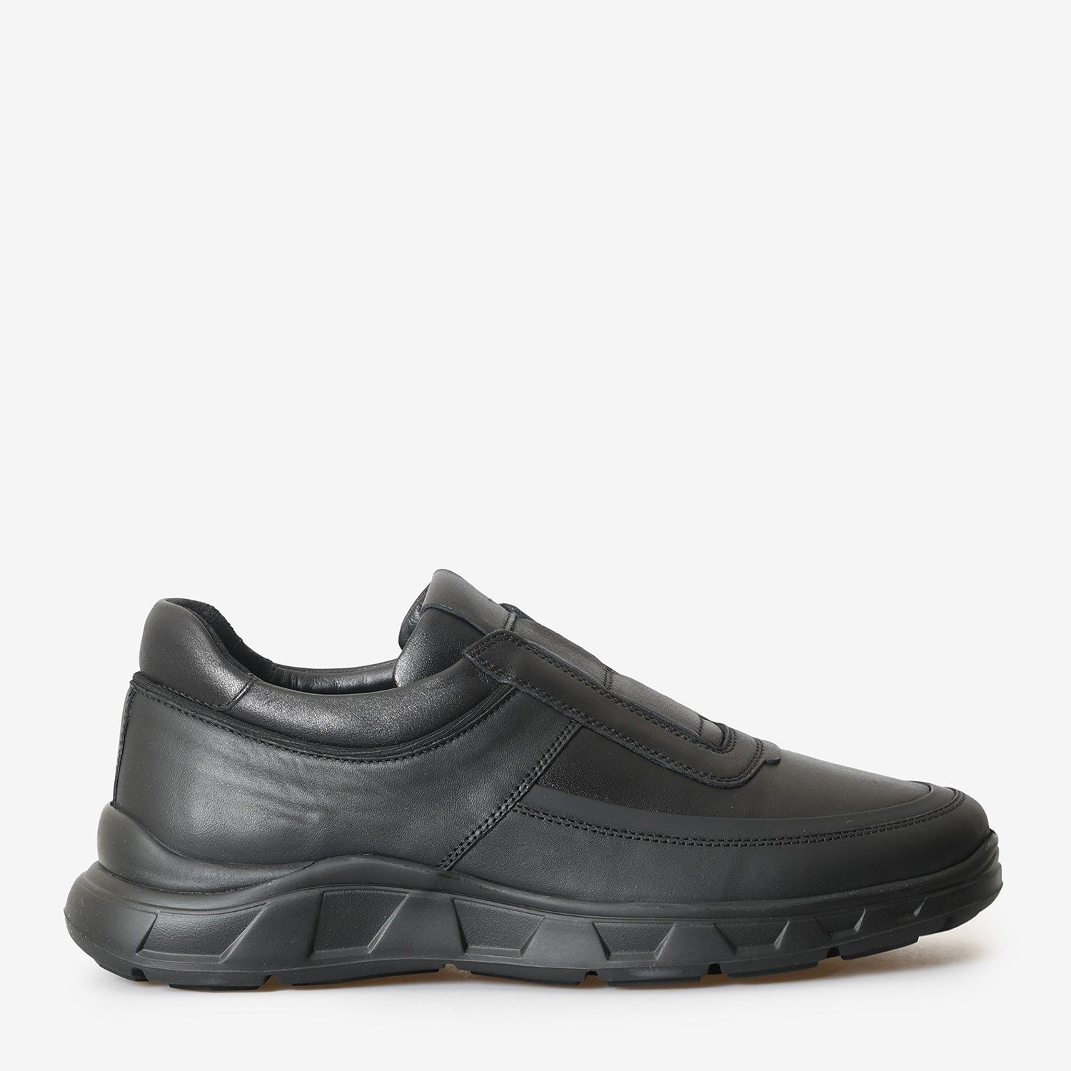 Siyah Deri Bağcıksız Erkek Sneaker