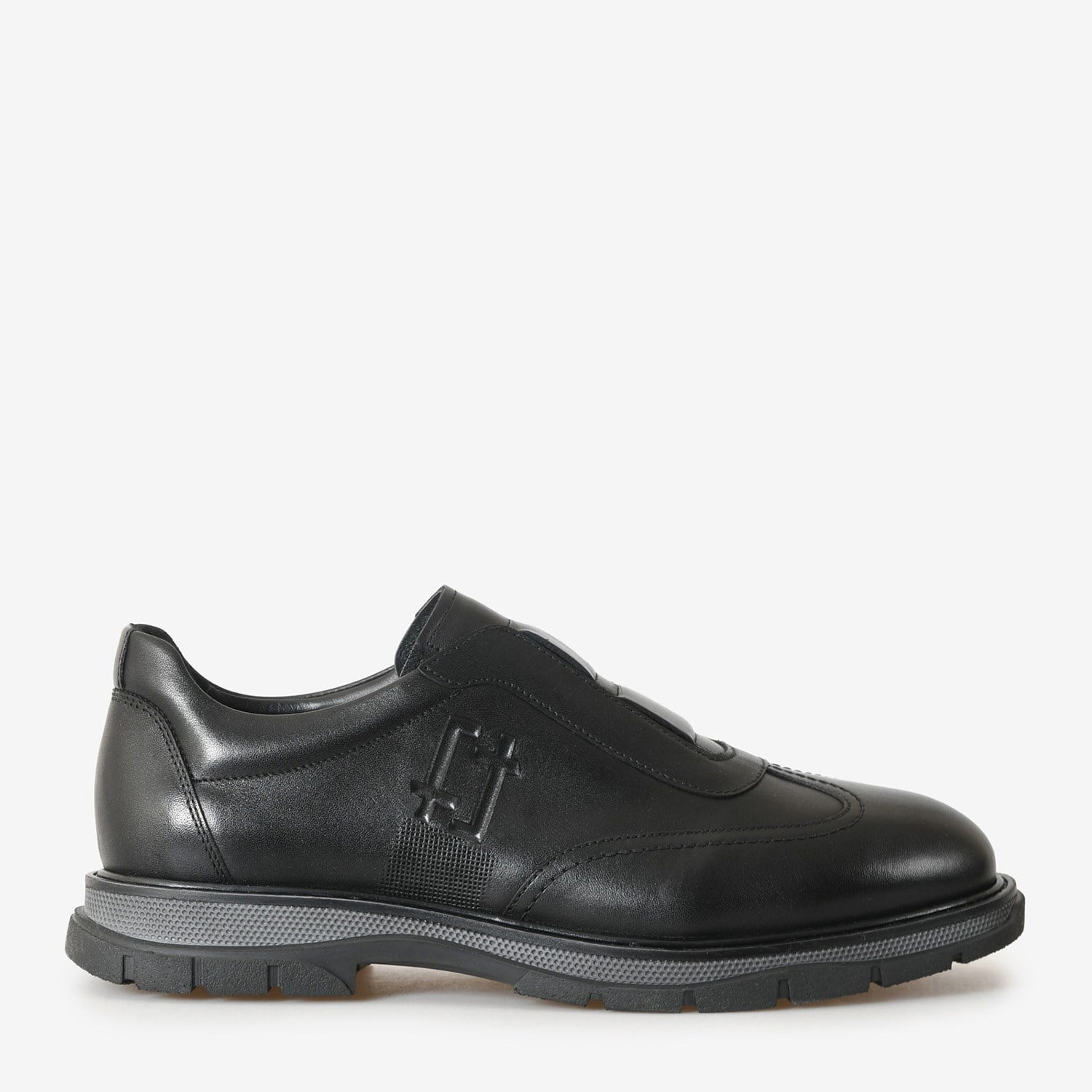 Siyah Deri Bağcıksız Erkek Sneaker