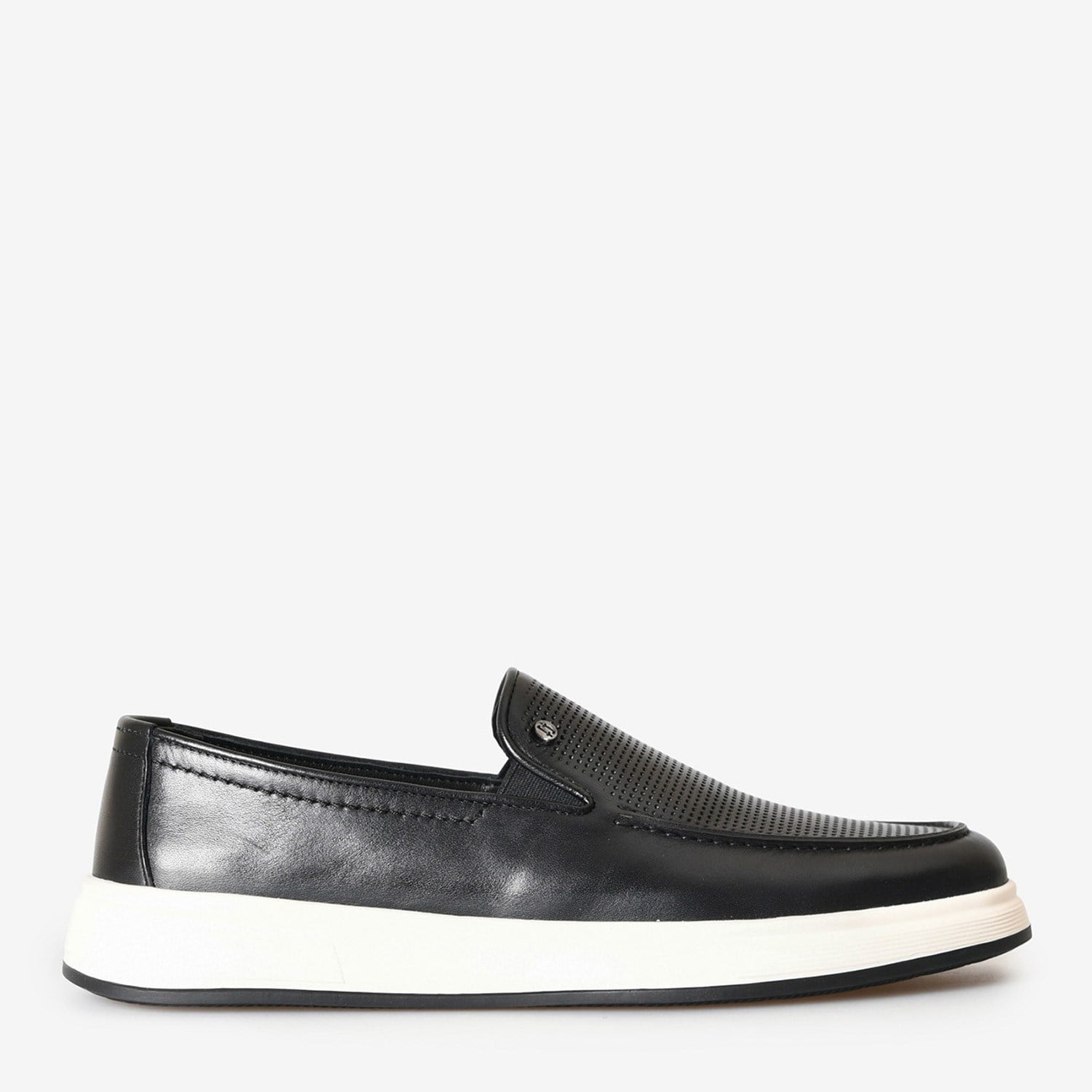 Siyah Deri Düz Erkek Loafer