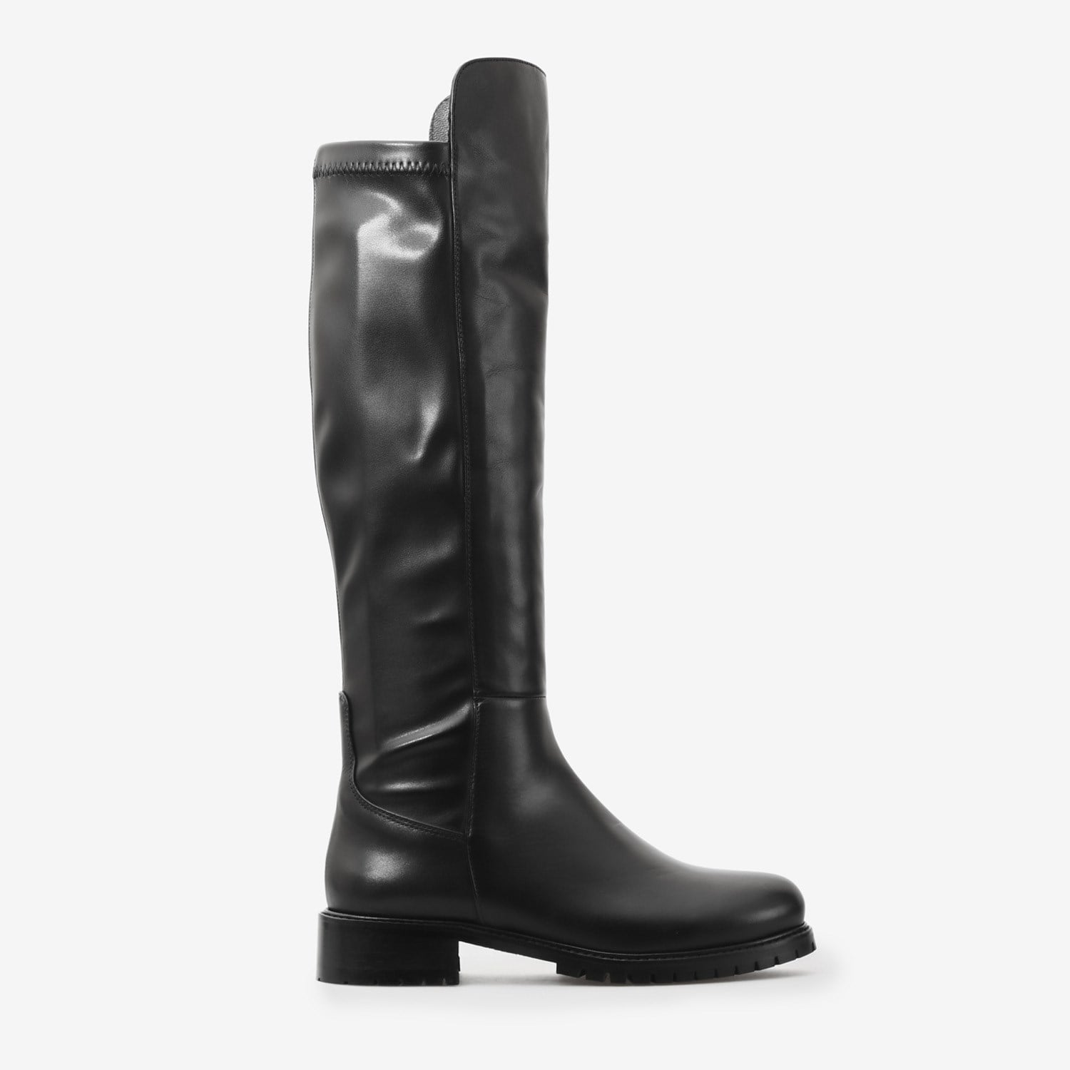 Siyah Deri Düz Kadın Çizme