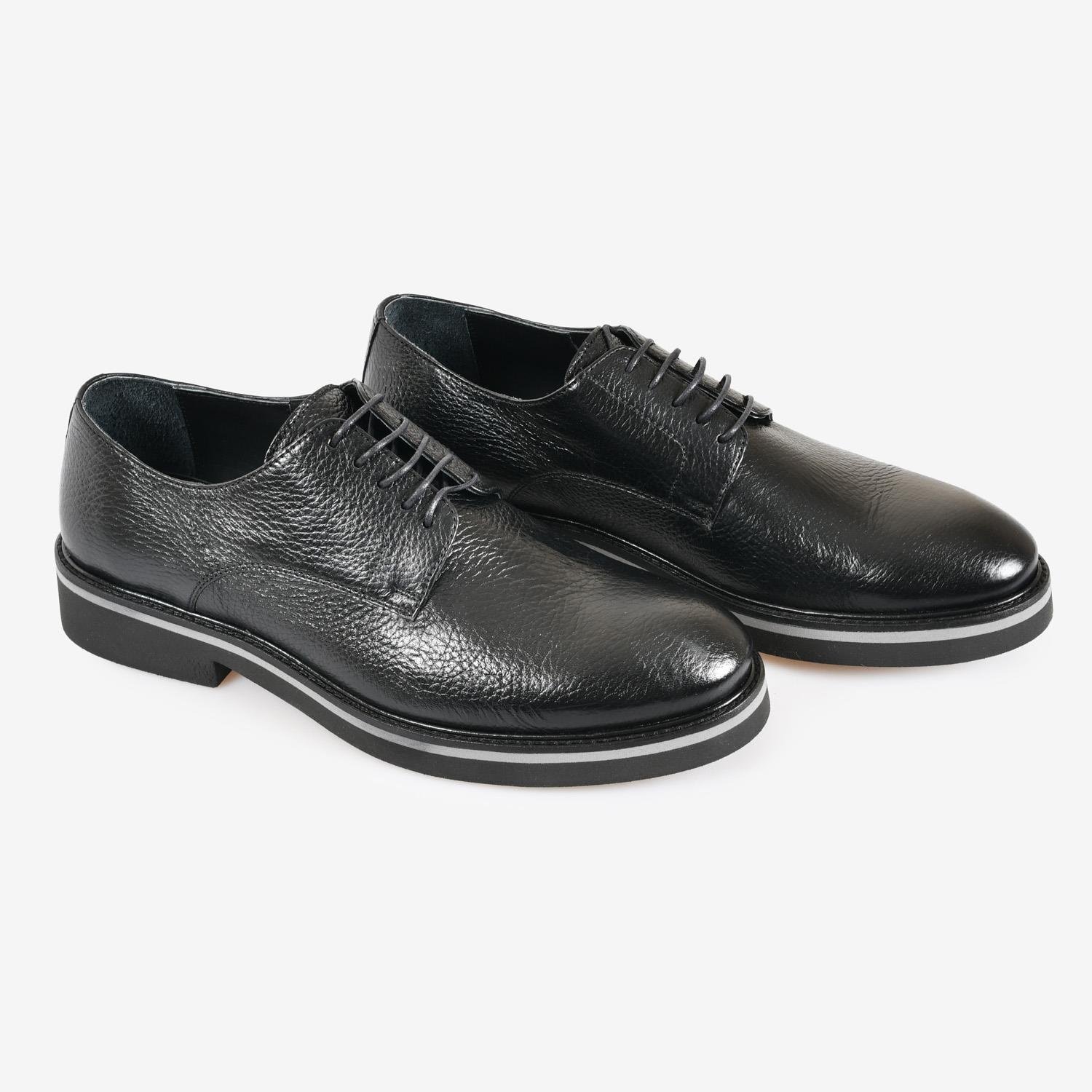 Siyah Deri Erkek Bağcıklı Klasik Ayakkabı