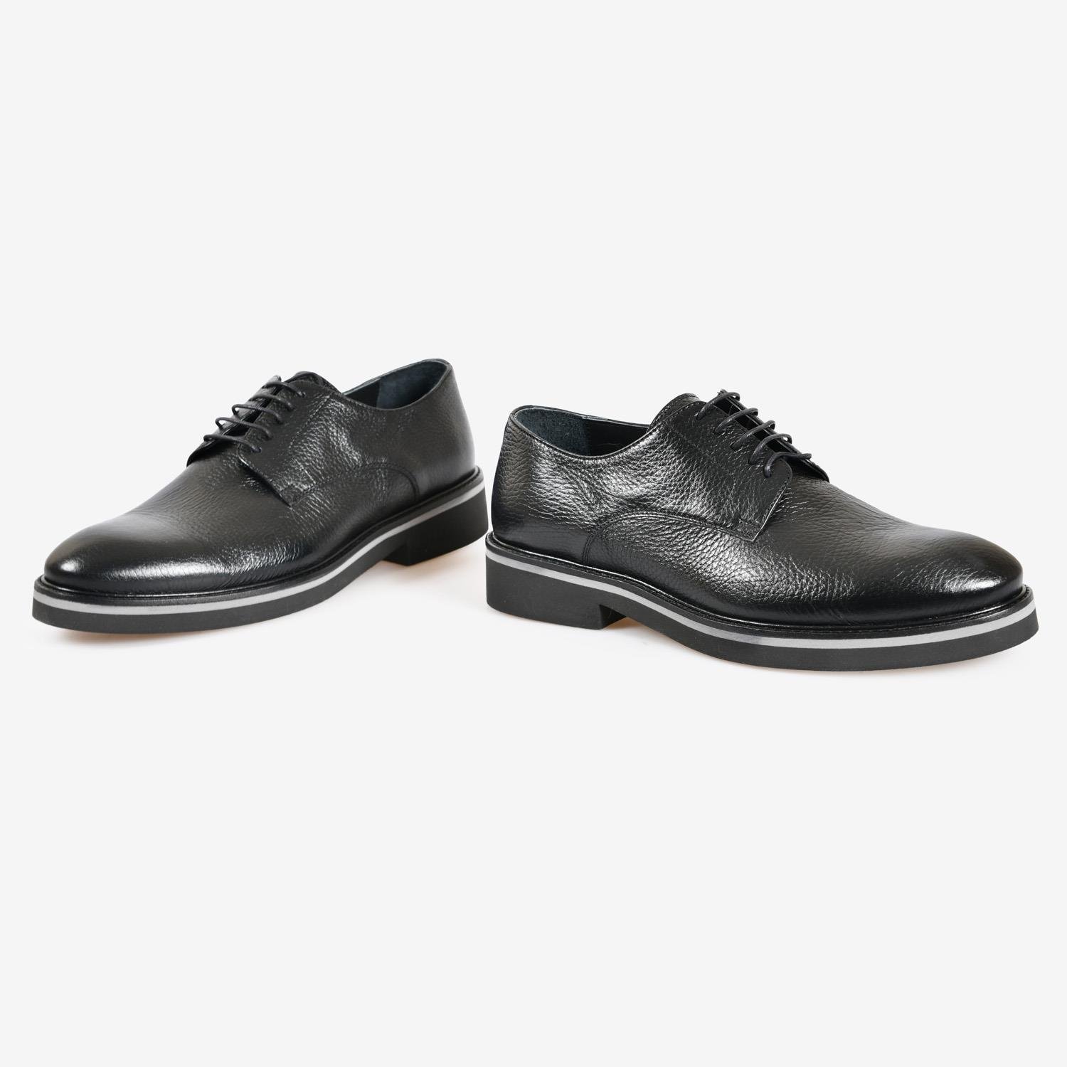 Siyah Deri Erkek Bağcıklı Klasik Ayakkabı