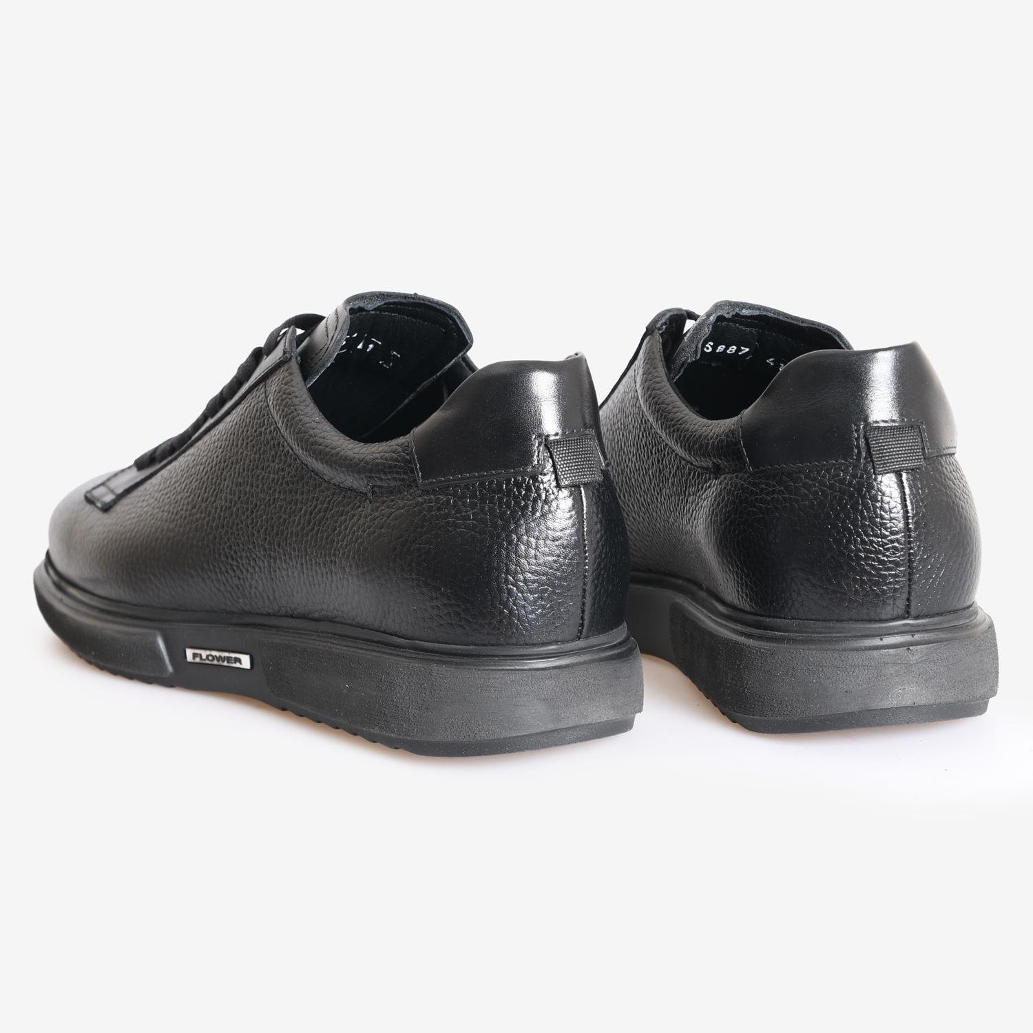 Siyah Deri Erkek Bağcıklı Sneaker