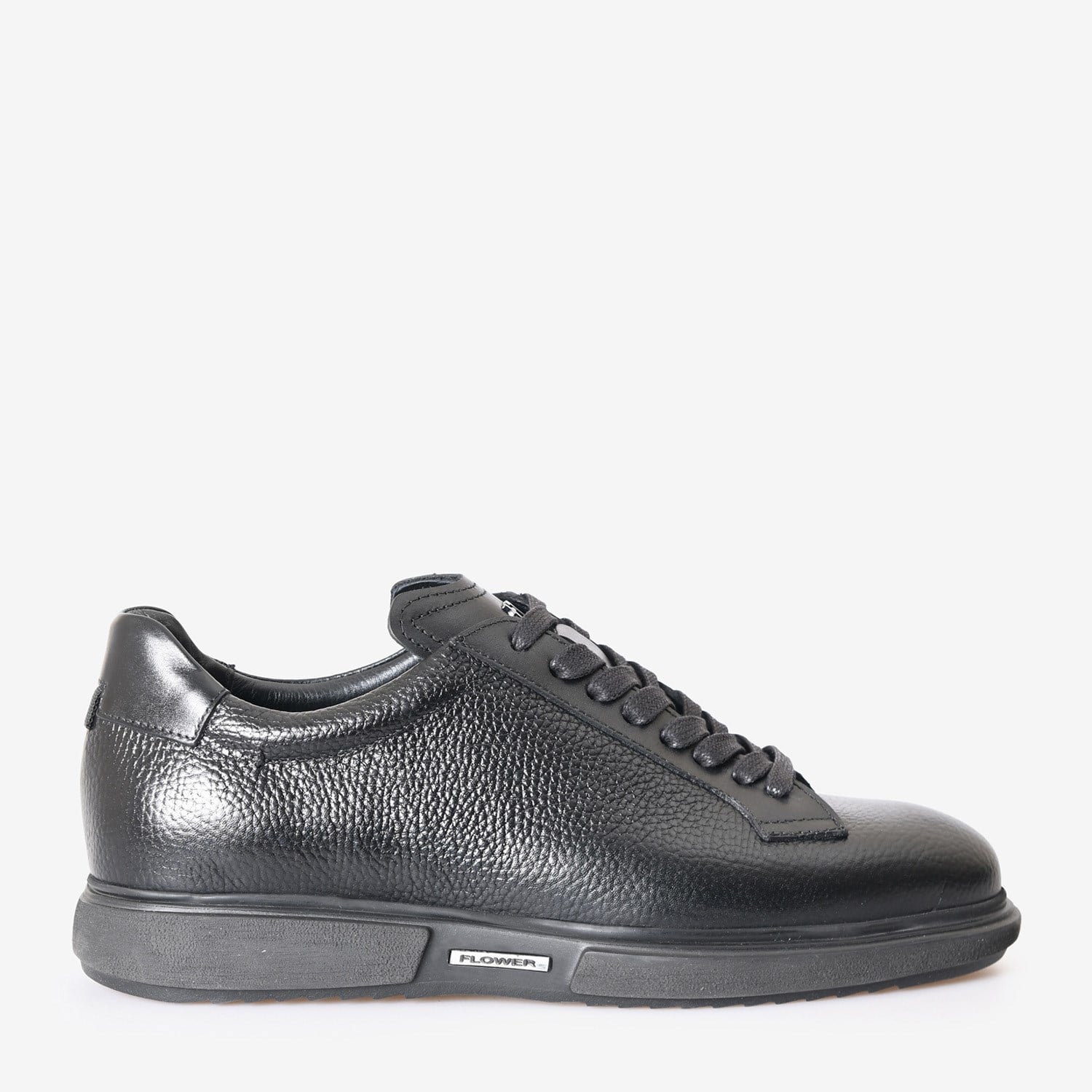 Siyah Deri Erkek Bağcıklı Sneaker