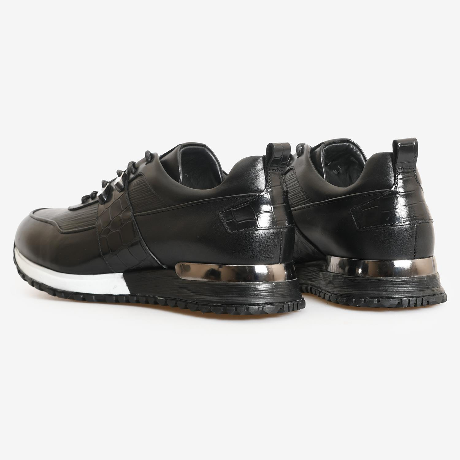 Siyah Deri Erkek Bağcıklı Spor Ayakkabı