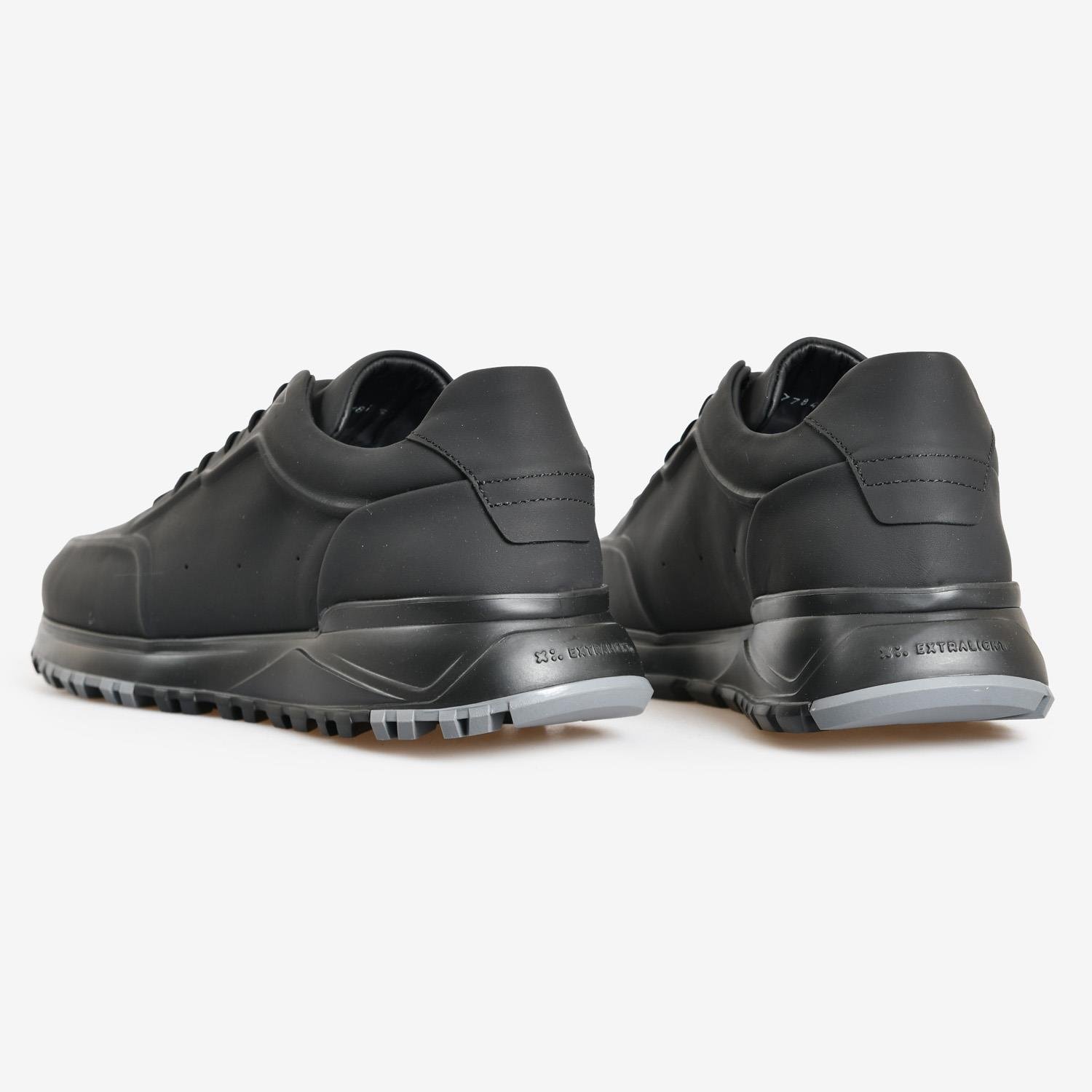 Siyah Deri Erkek Bağcıklı Spor Ayakkabı