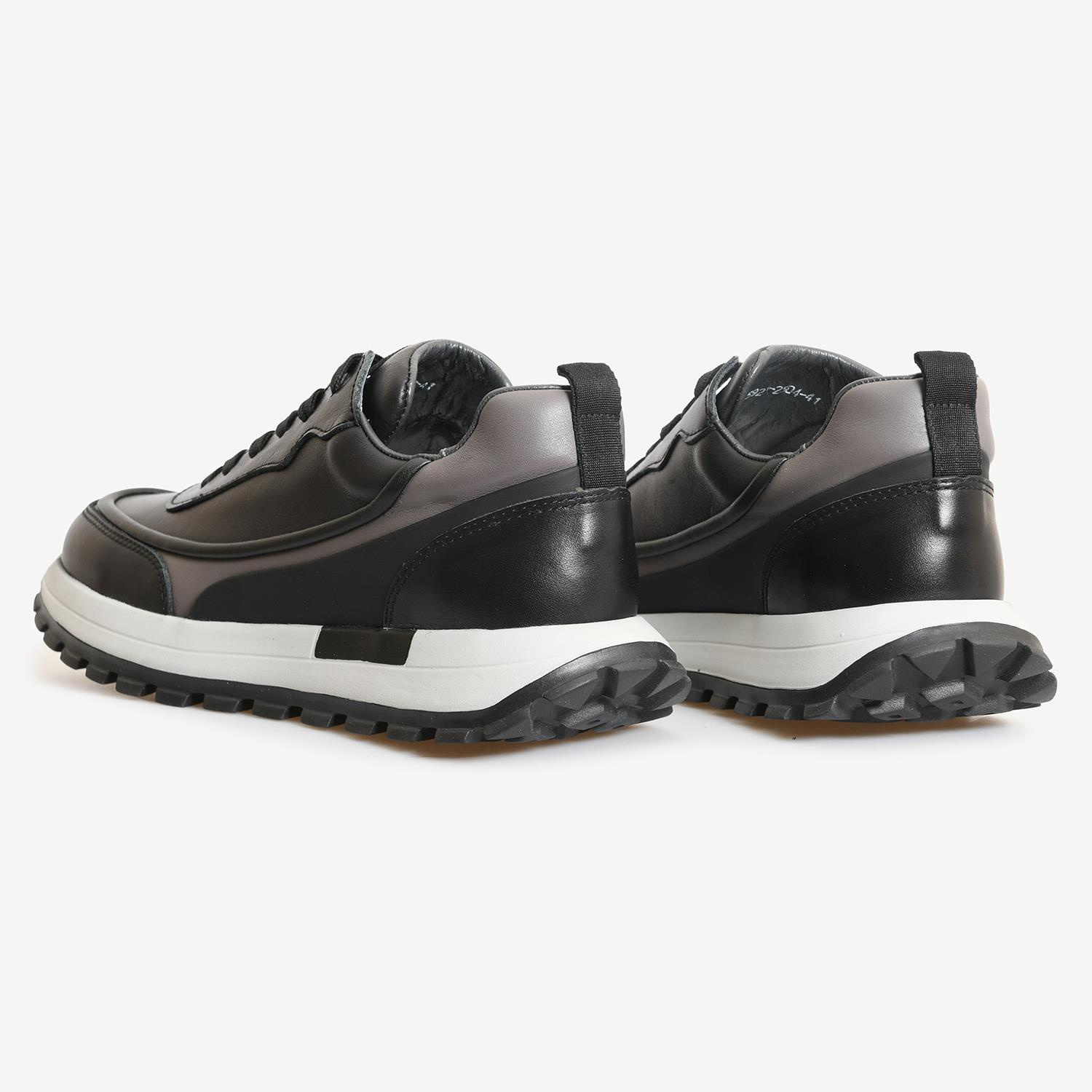 Siyah Deri Erkek Bağcıklı Spor Ayakkabı