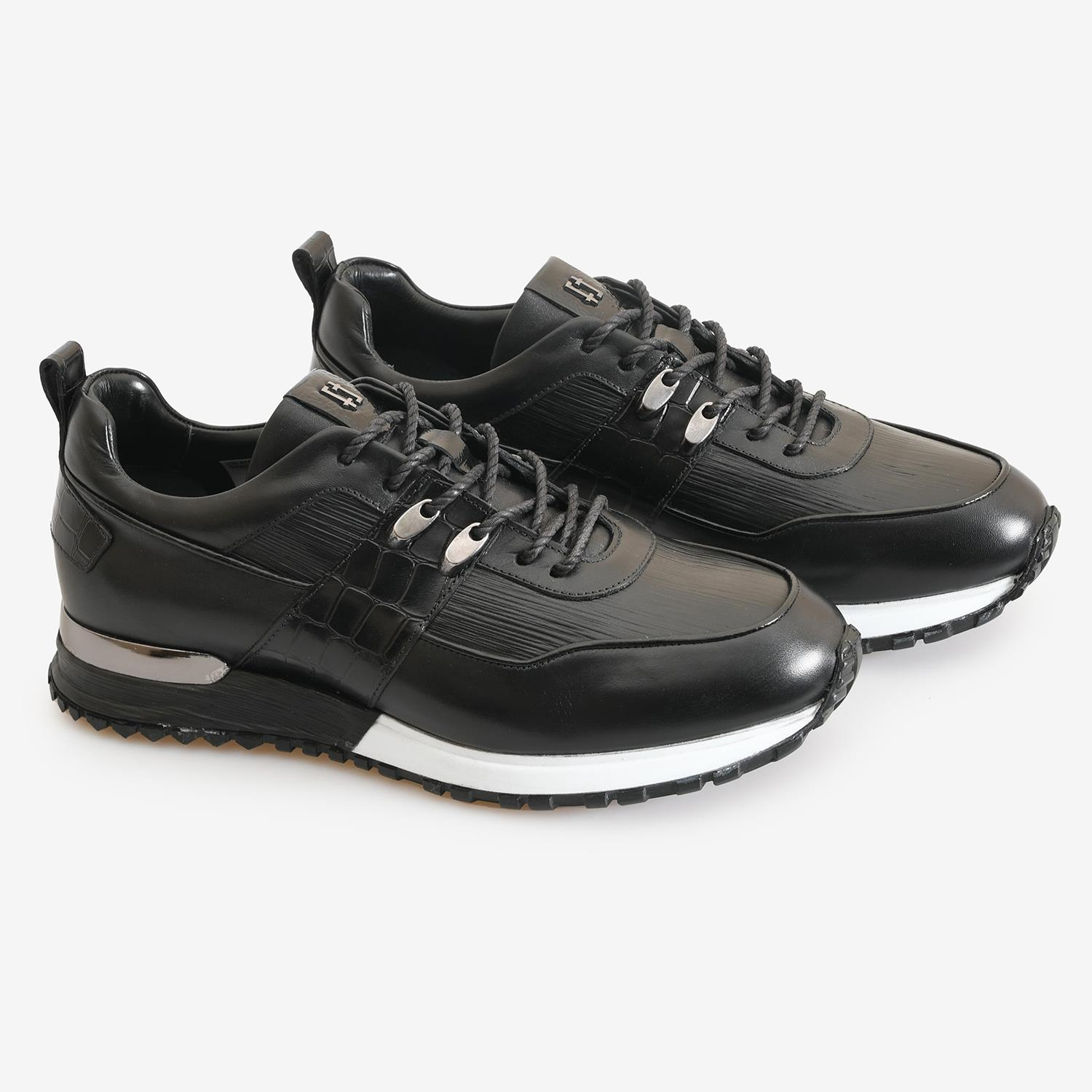 Siyah Deri Erkek Bağcıklı Spor Ayakkabı