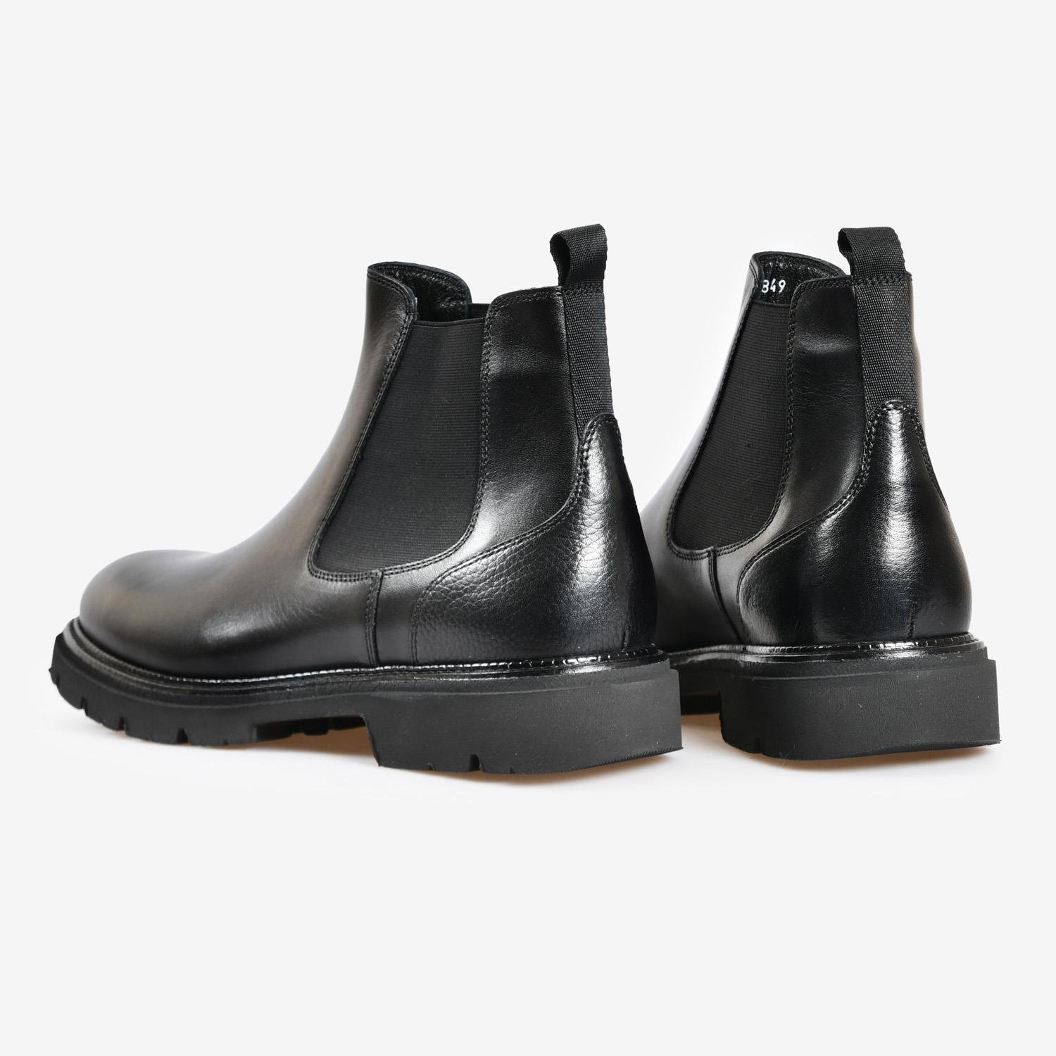 Siyah Deri Erkek Klasik Bot