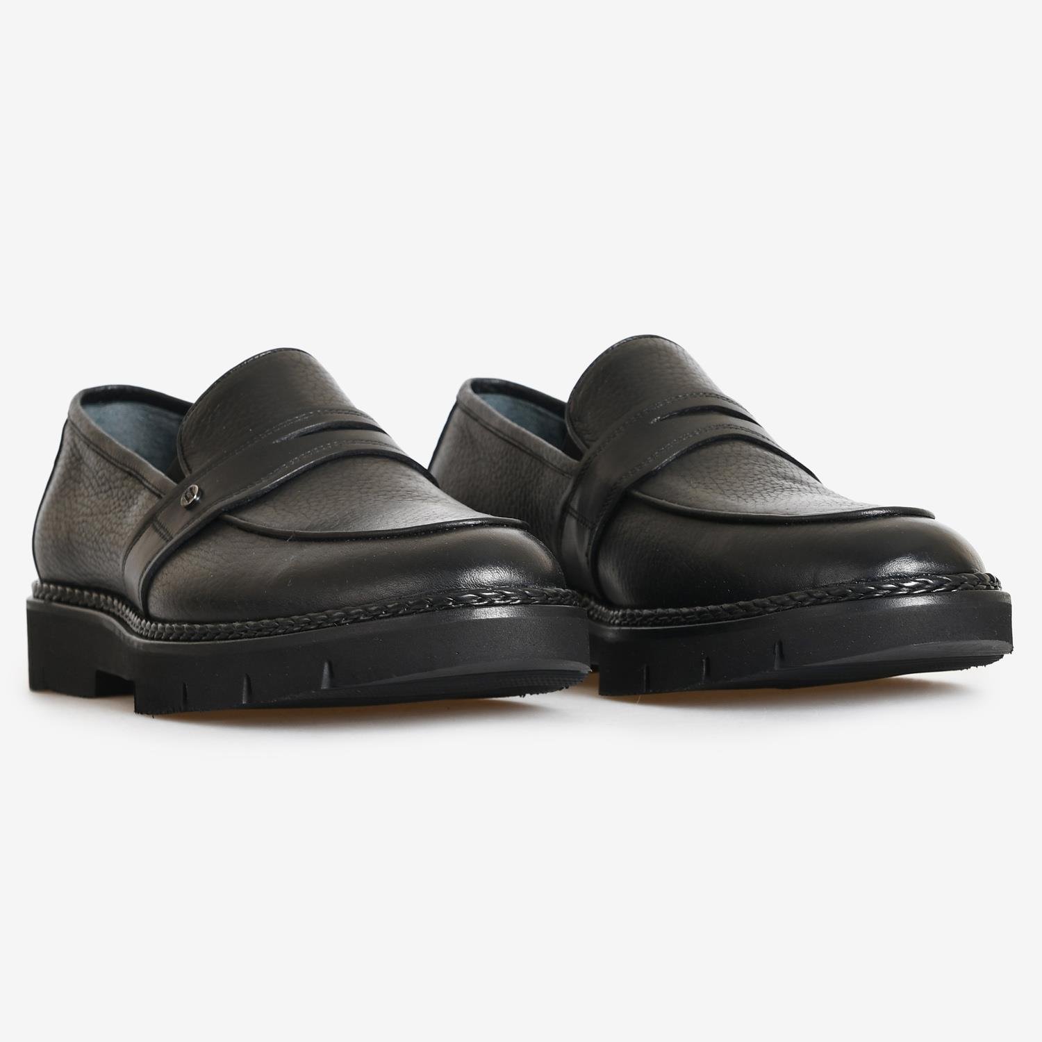 Siyah Deri Erkek Loafer Ayakkabı