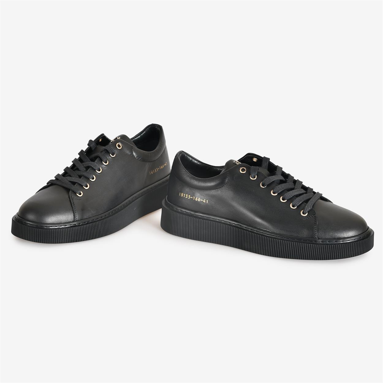 Siyah Deri Erkek Sneaker