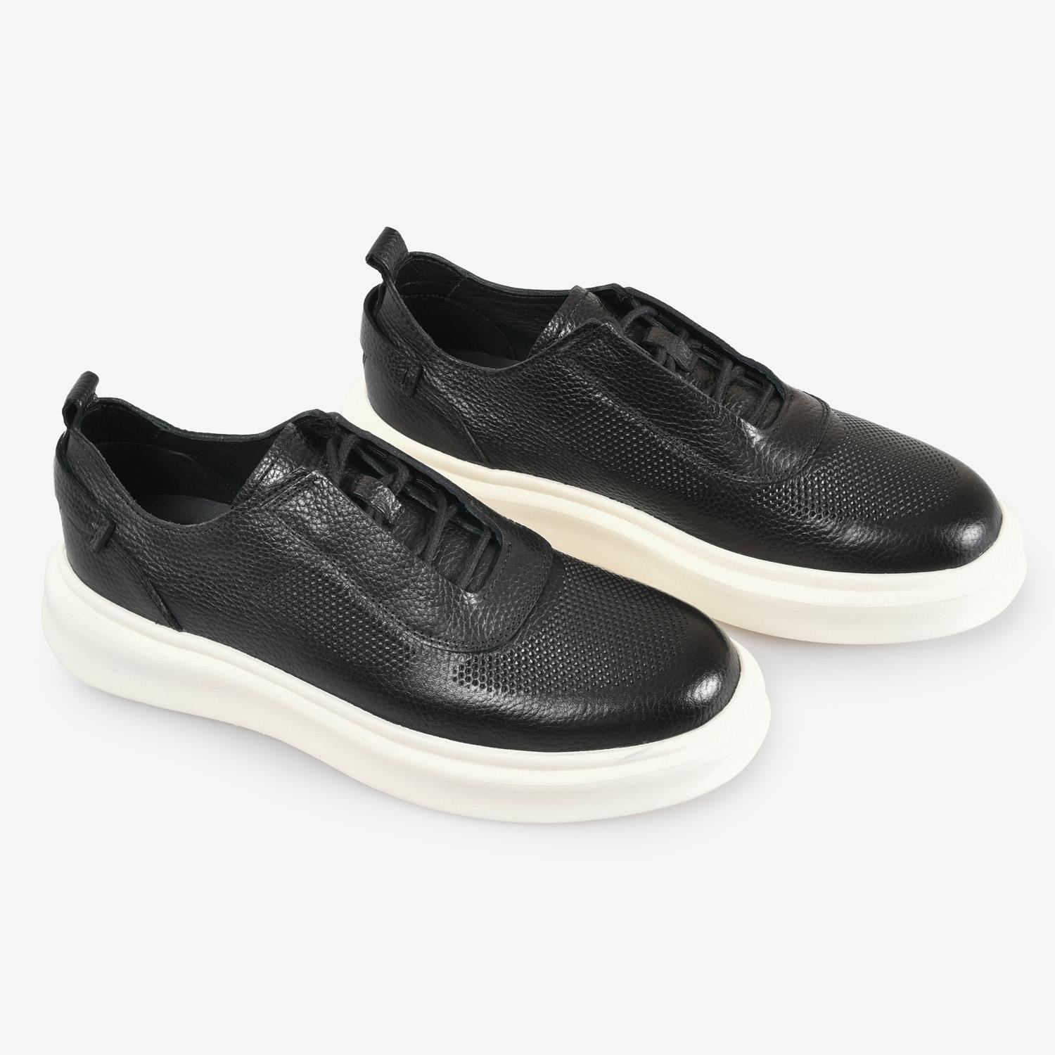 Siyah Deri Erkek Sneaker