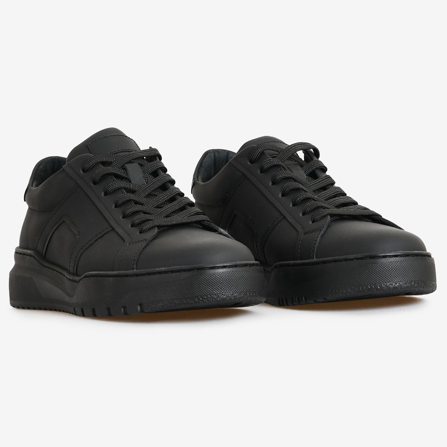 Siyah Deri Erkek Sneakers