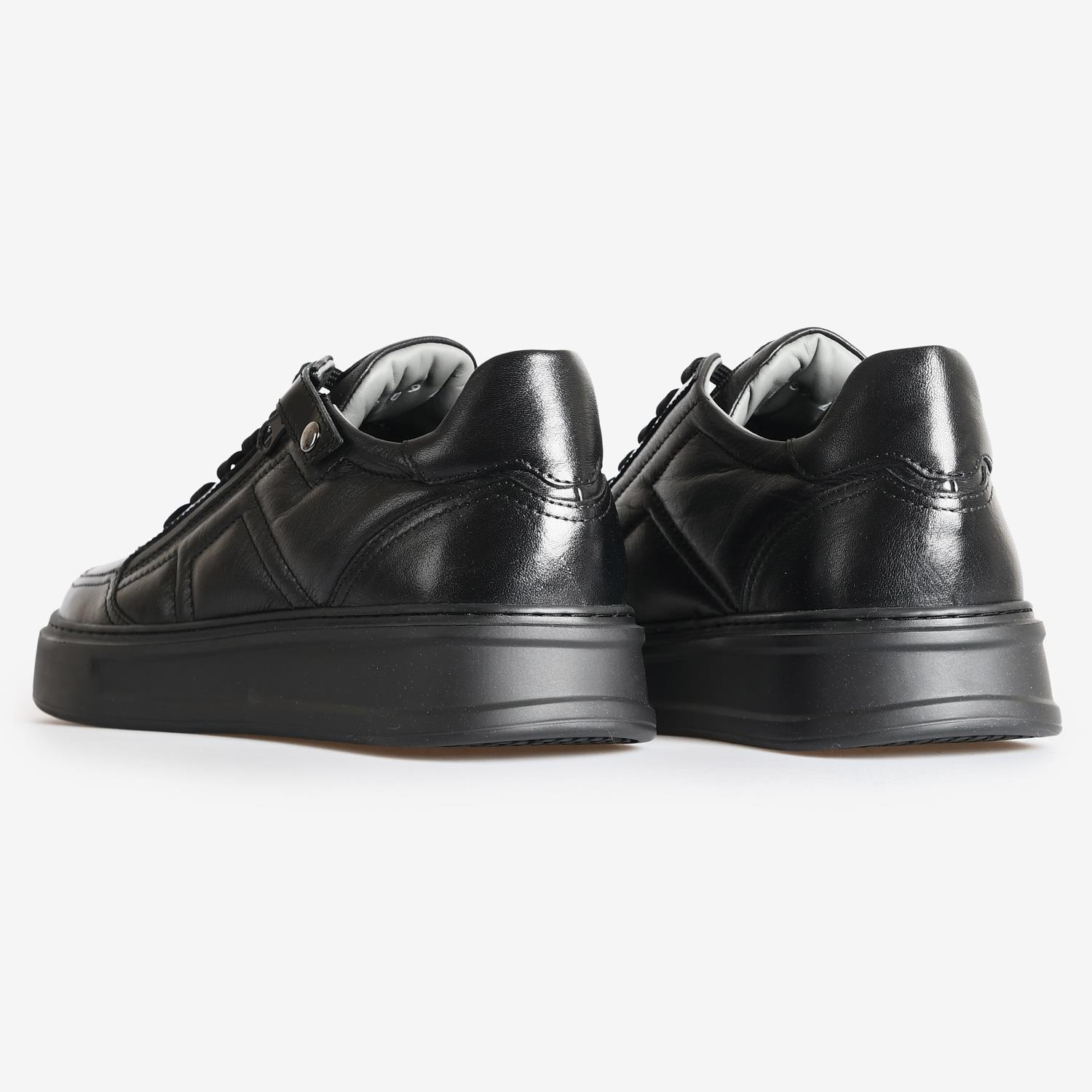 Siyah Deri Erkek Sneakers