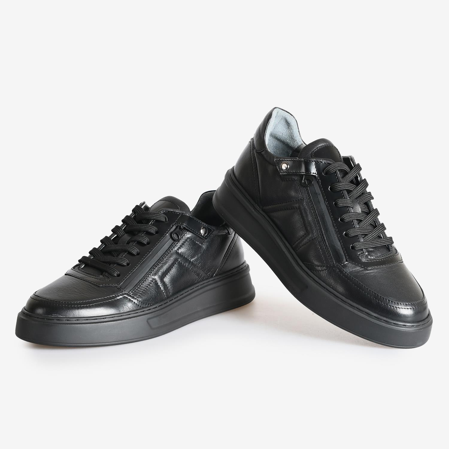 Siyah Deri Erkek Sneakers