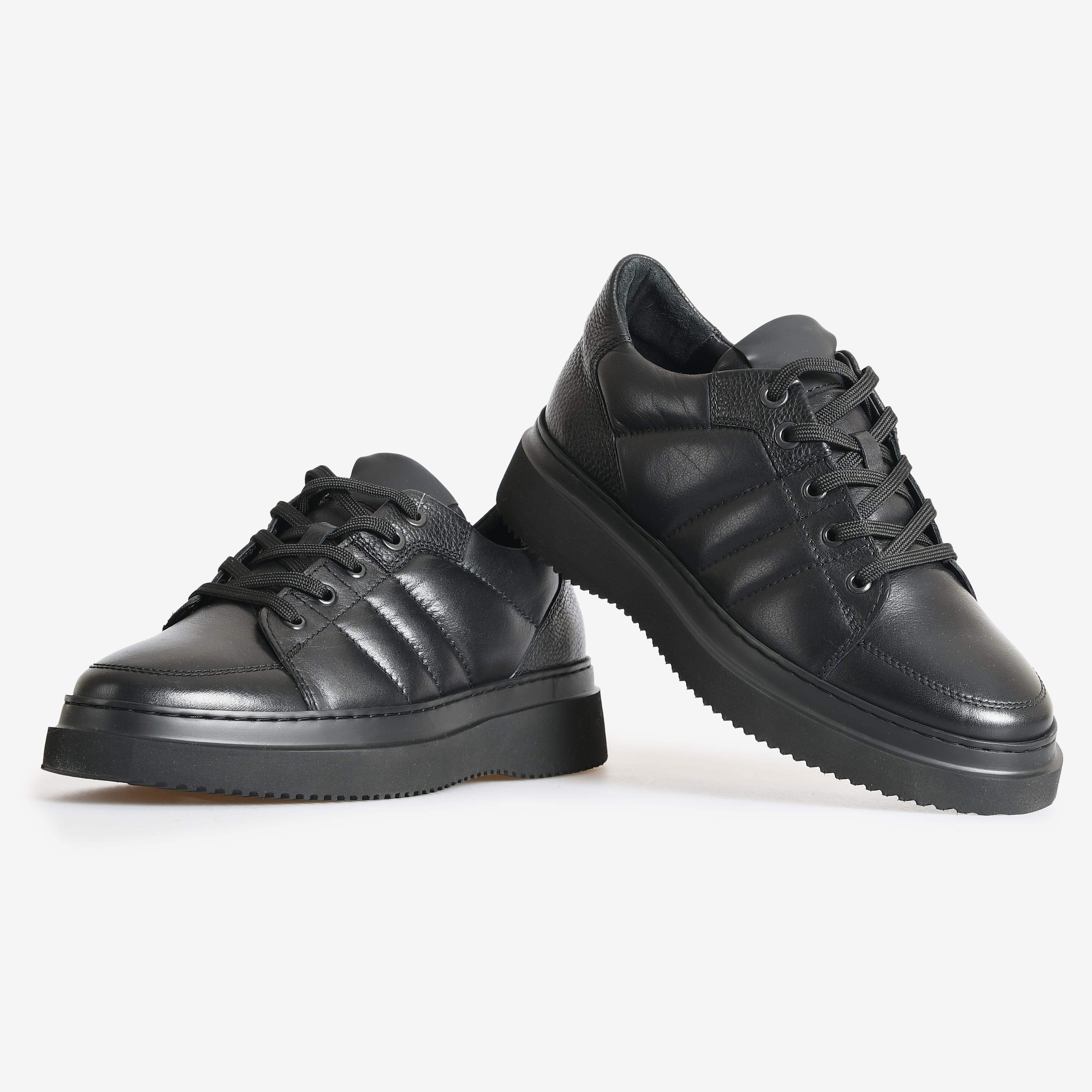 Siyah Deri Erkek Sneakers