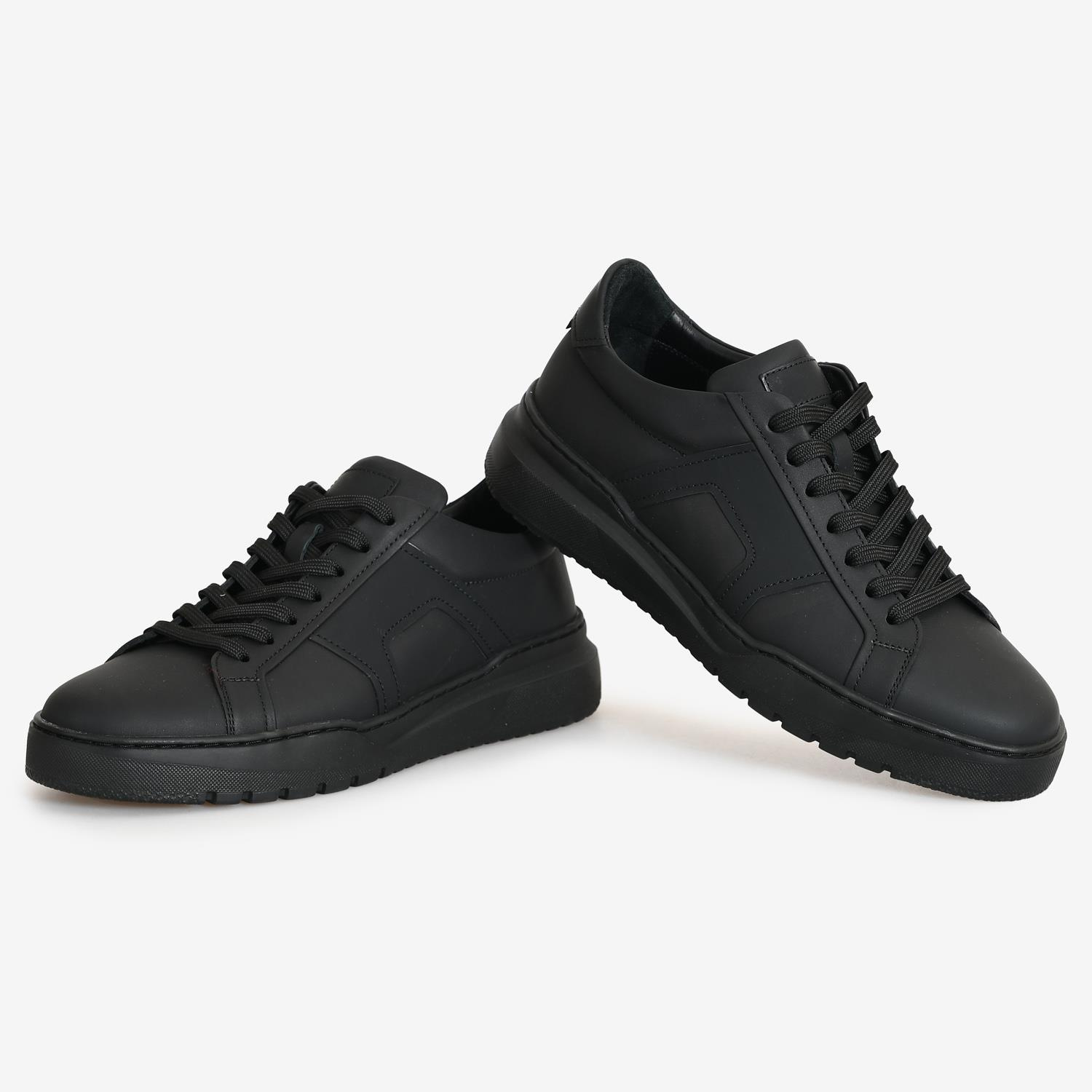 Siyah Deri Erkek Sneakers