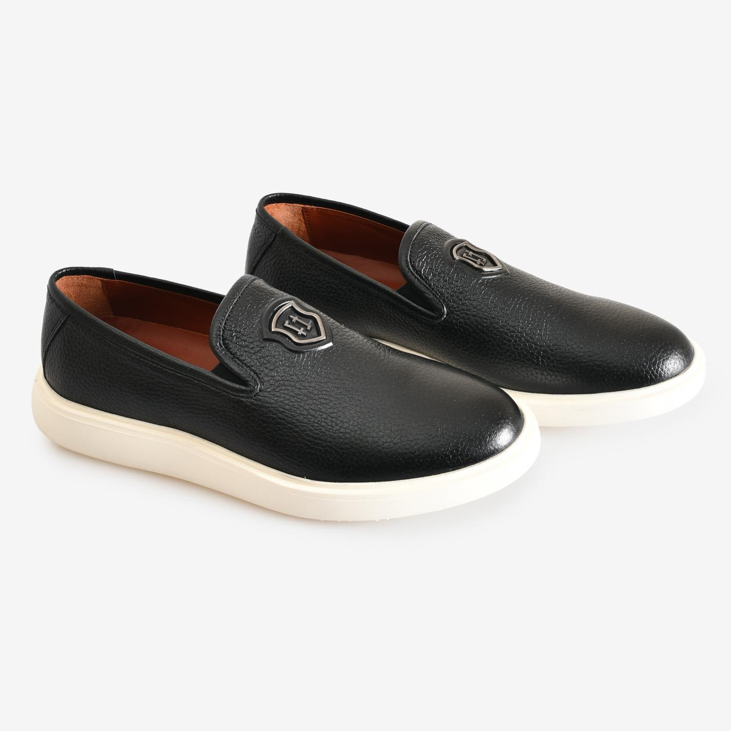 Siyah Deri Erkek Spor Ayakkabı