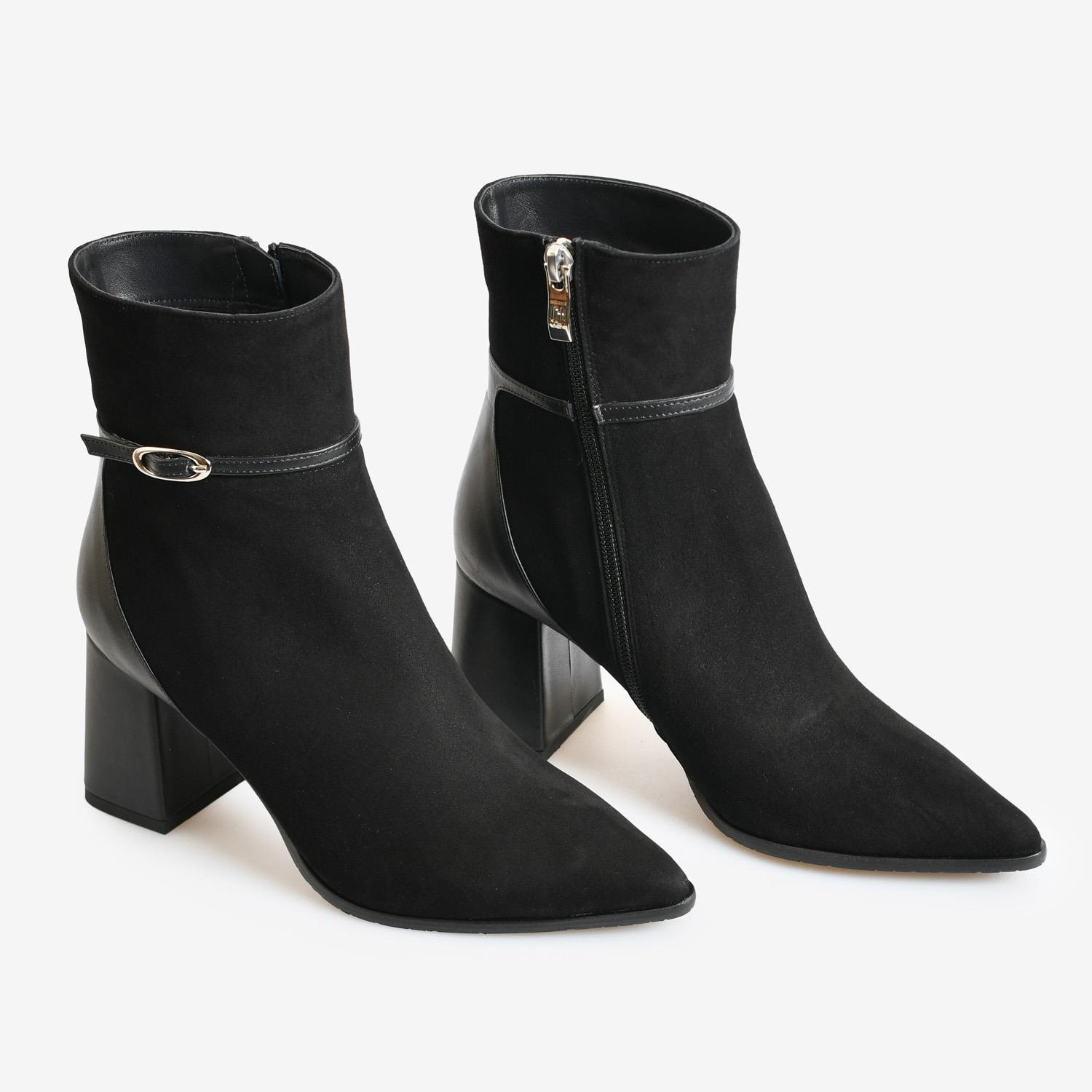 Siyah Deri Kadın Abiye Bot