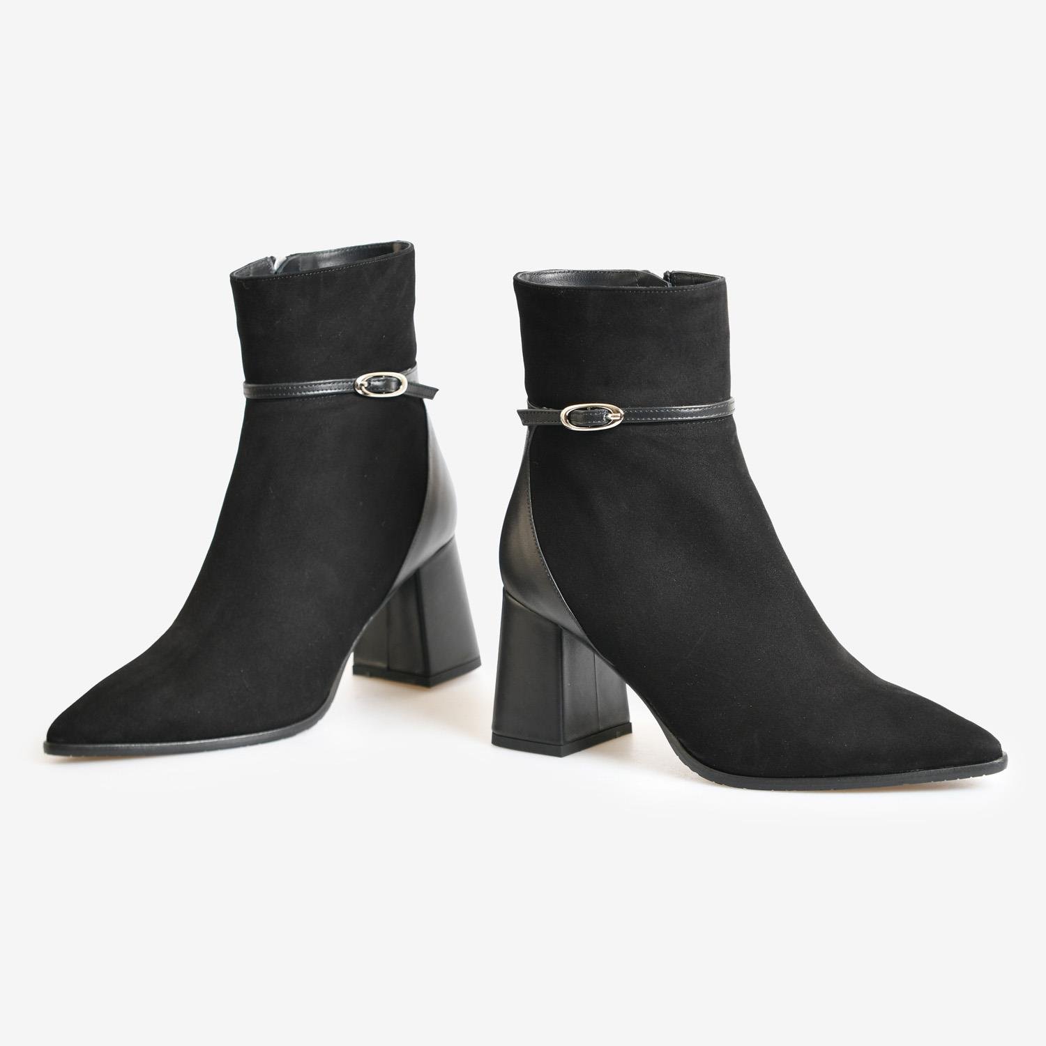 Siyah Deri Kadın Abiye Bot