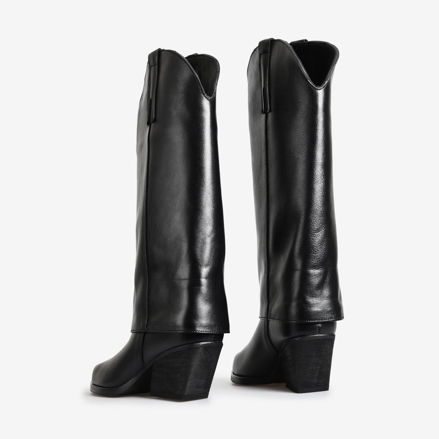 Siyah Deri Kadın Çizme