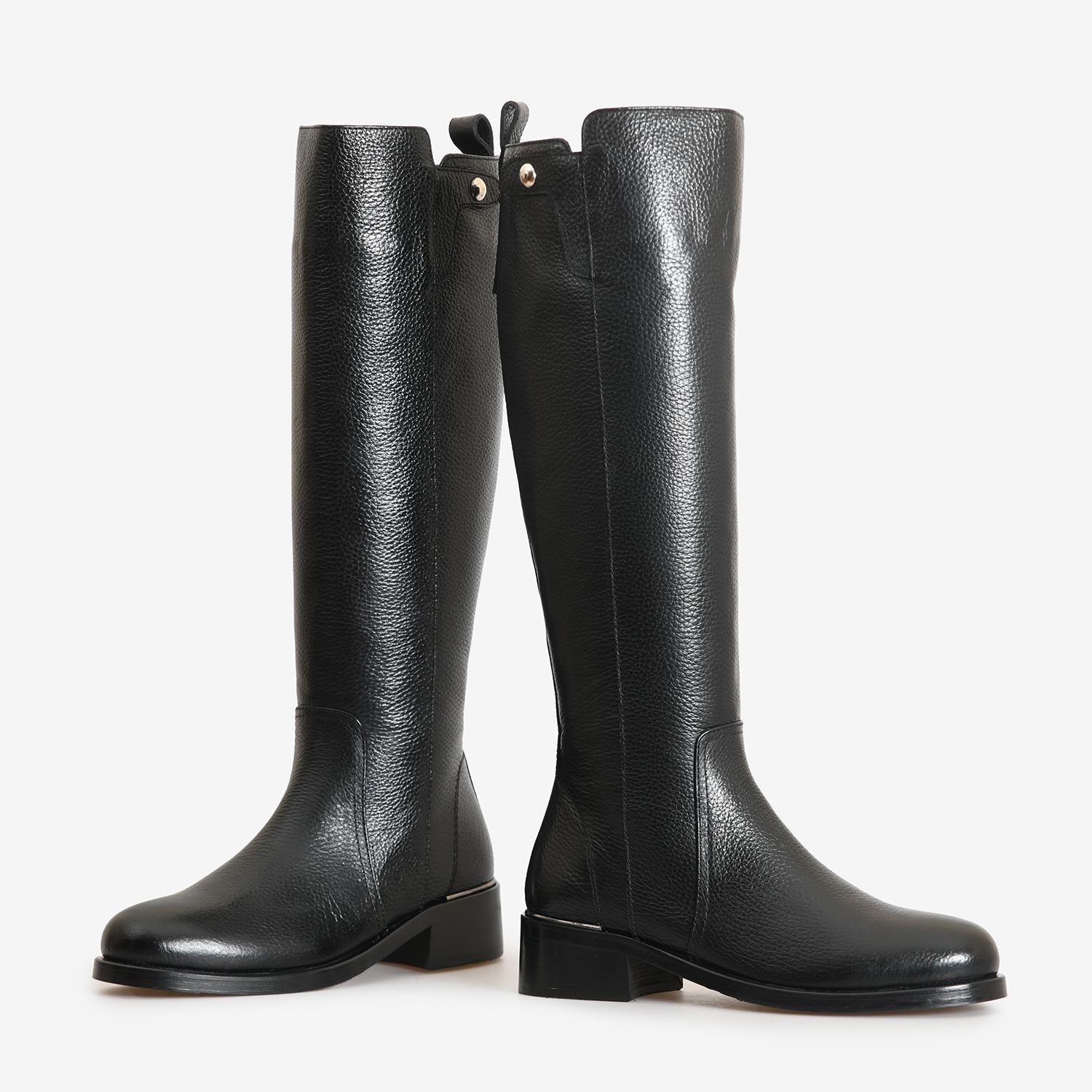 Siyah Deri Kadın Çizme