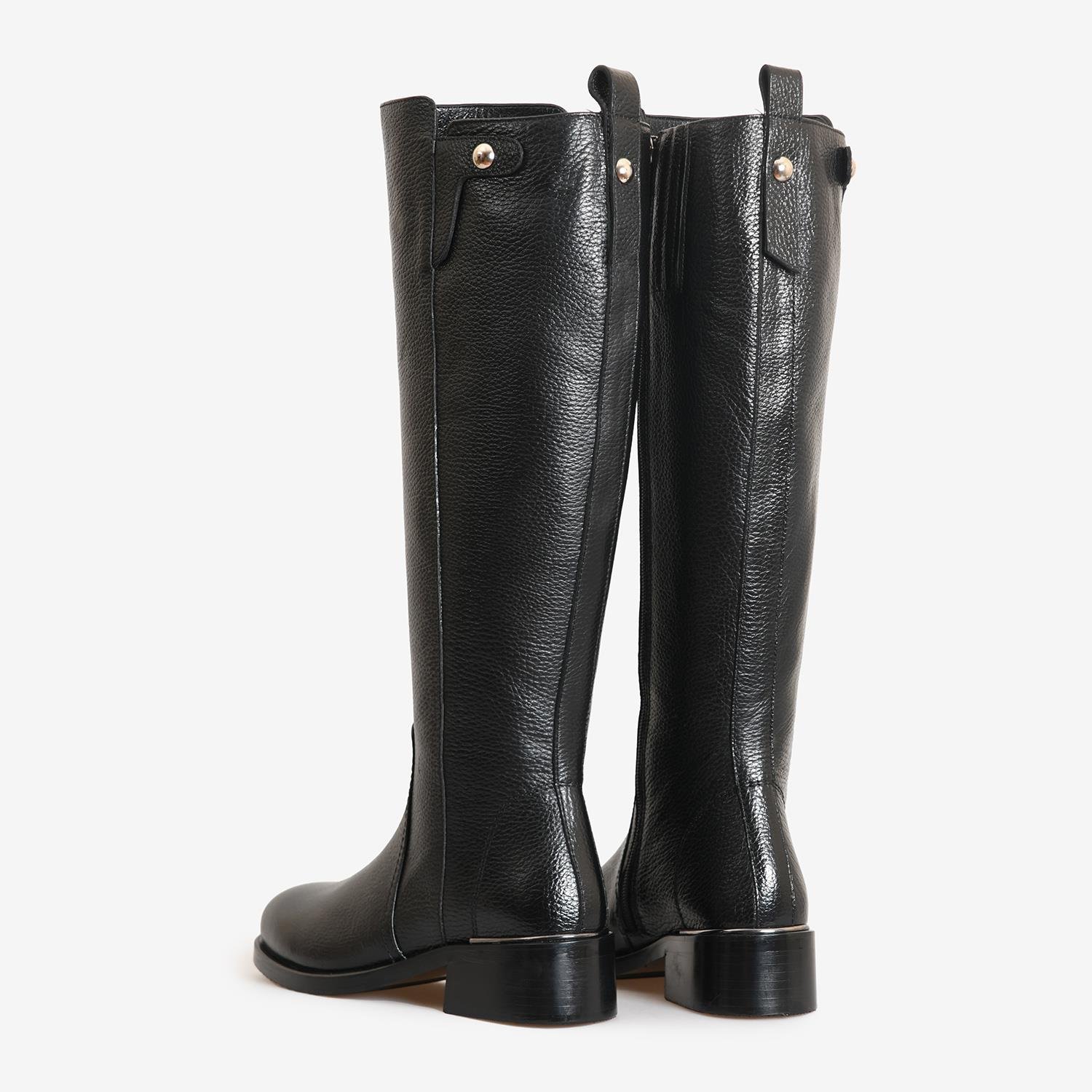 Siyah Deri Kadın Çizme