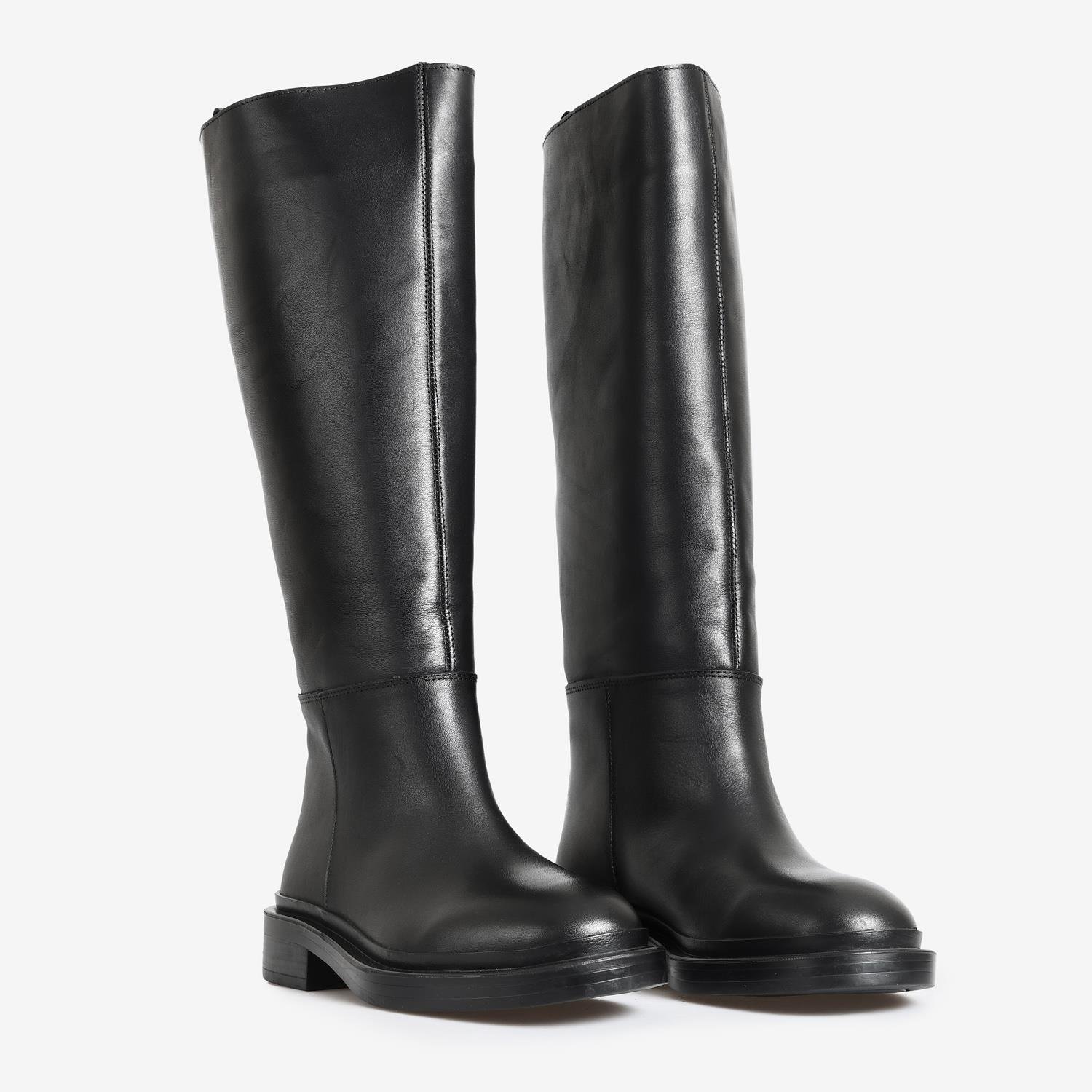 Siyah Deri Kadın Çizme