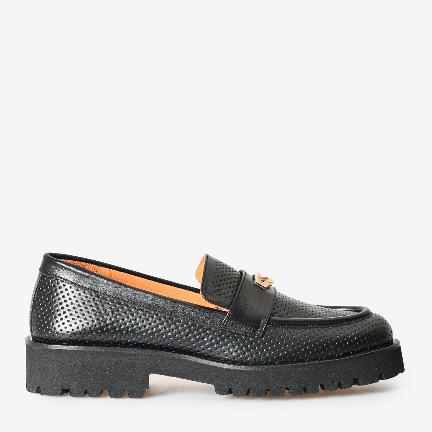 Siyah Deri Kadın Loafer