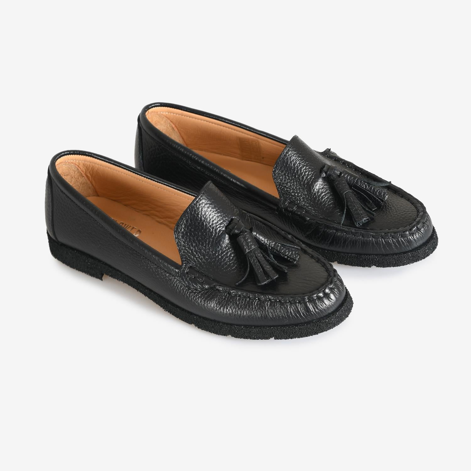 Siyah Deri Kadın Loafer