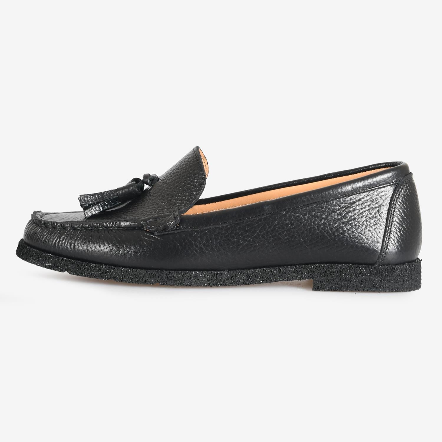 Siyah Deri Kadın Loafer