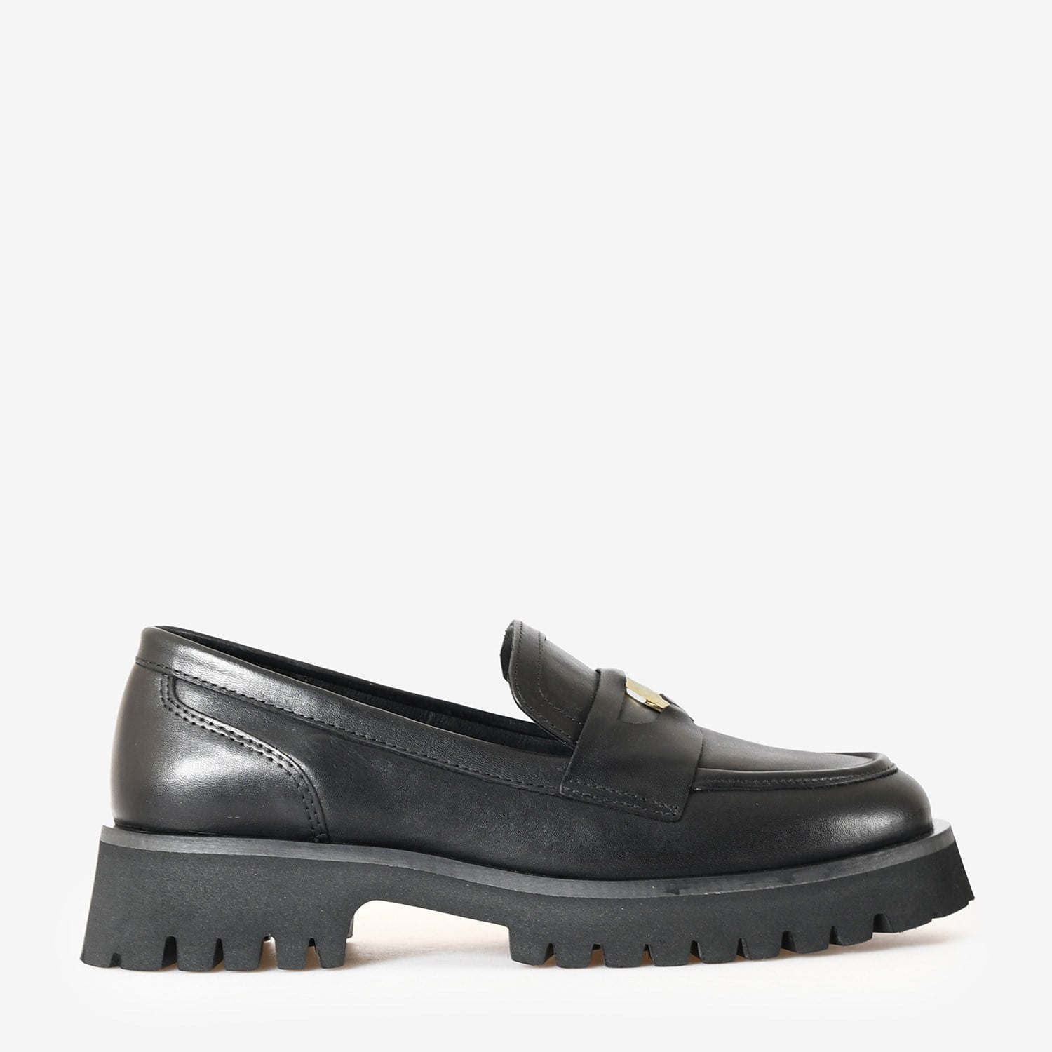 Siyah Deri Kadın Loafer