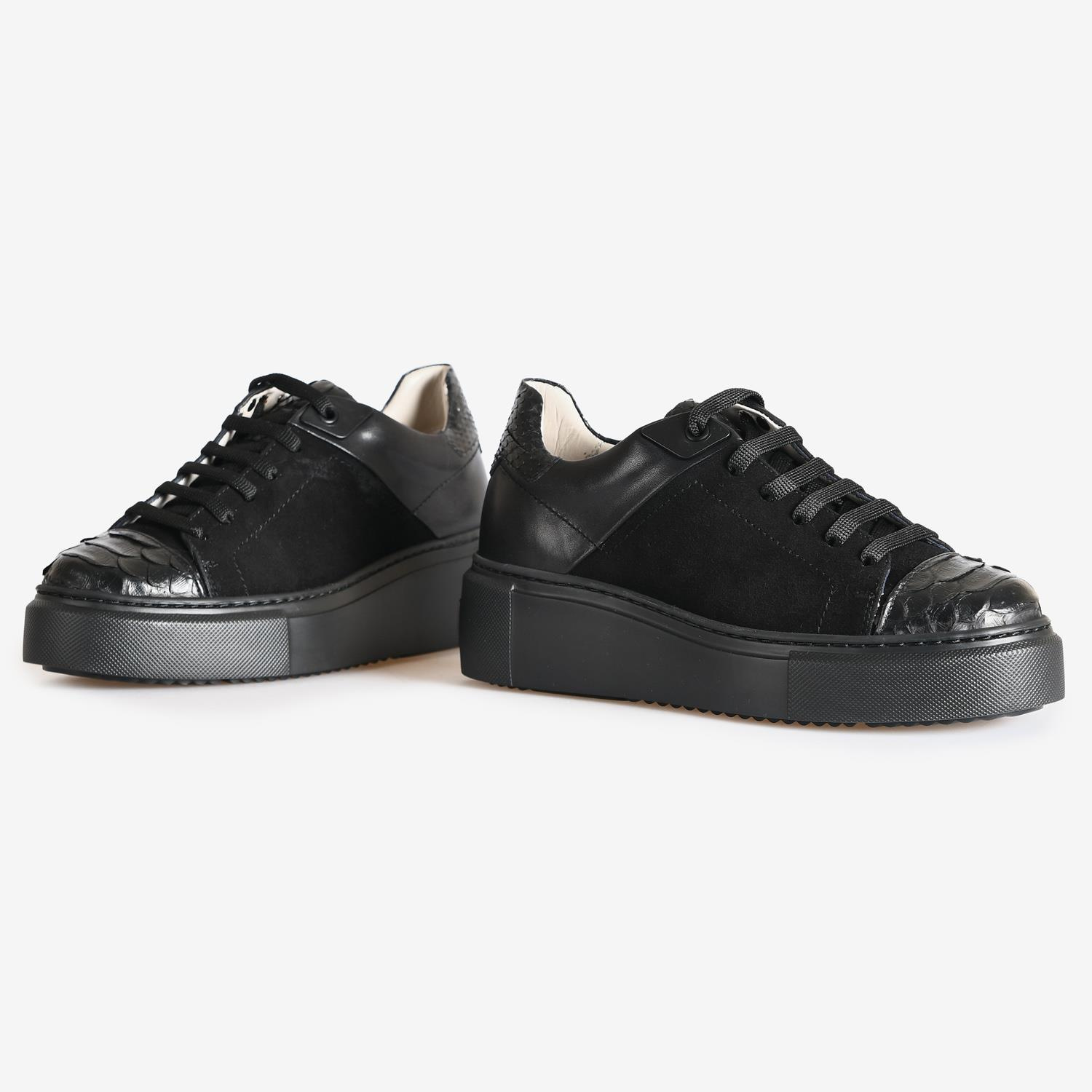 Siyah Deri Kadın Sneakers