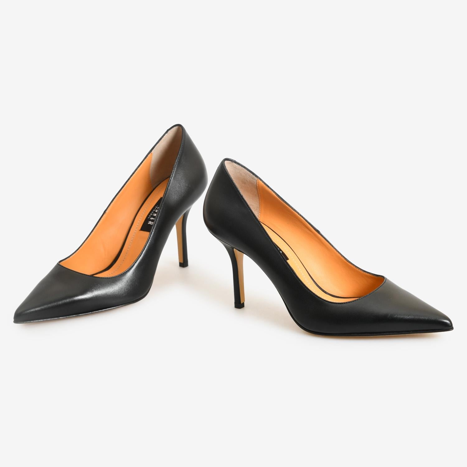 Siyah Deri Kadın Stiletto