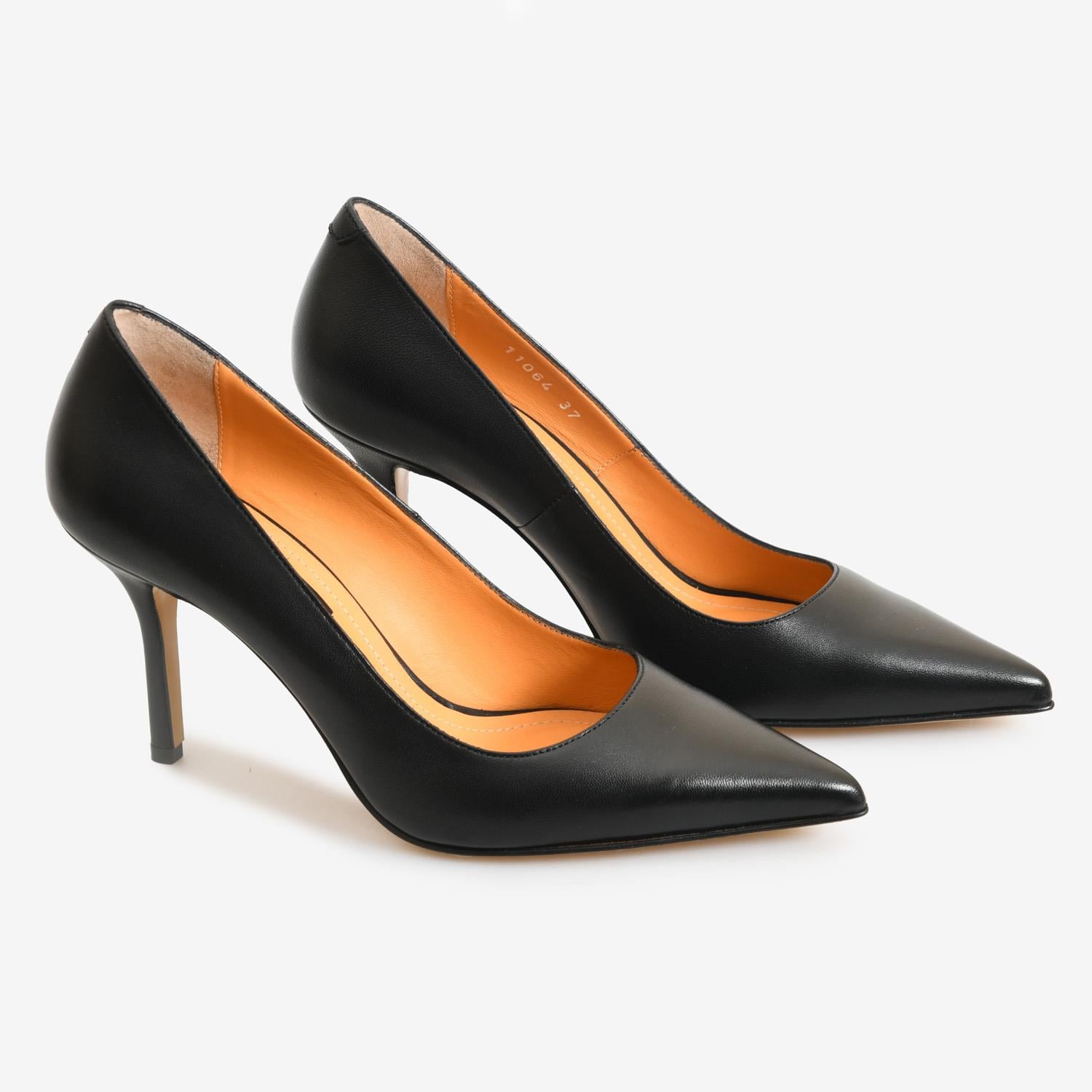 Siyah Deri Kadın Stiletto