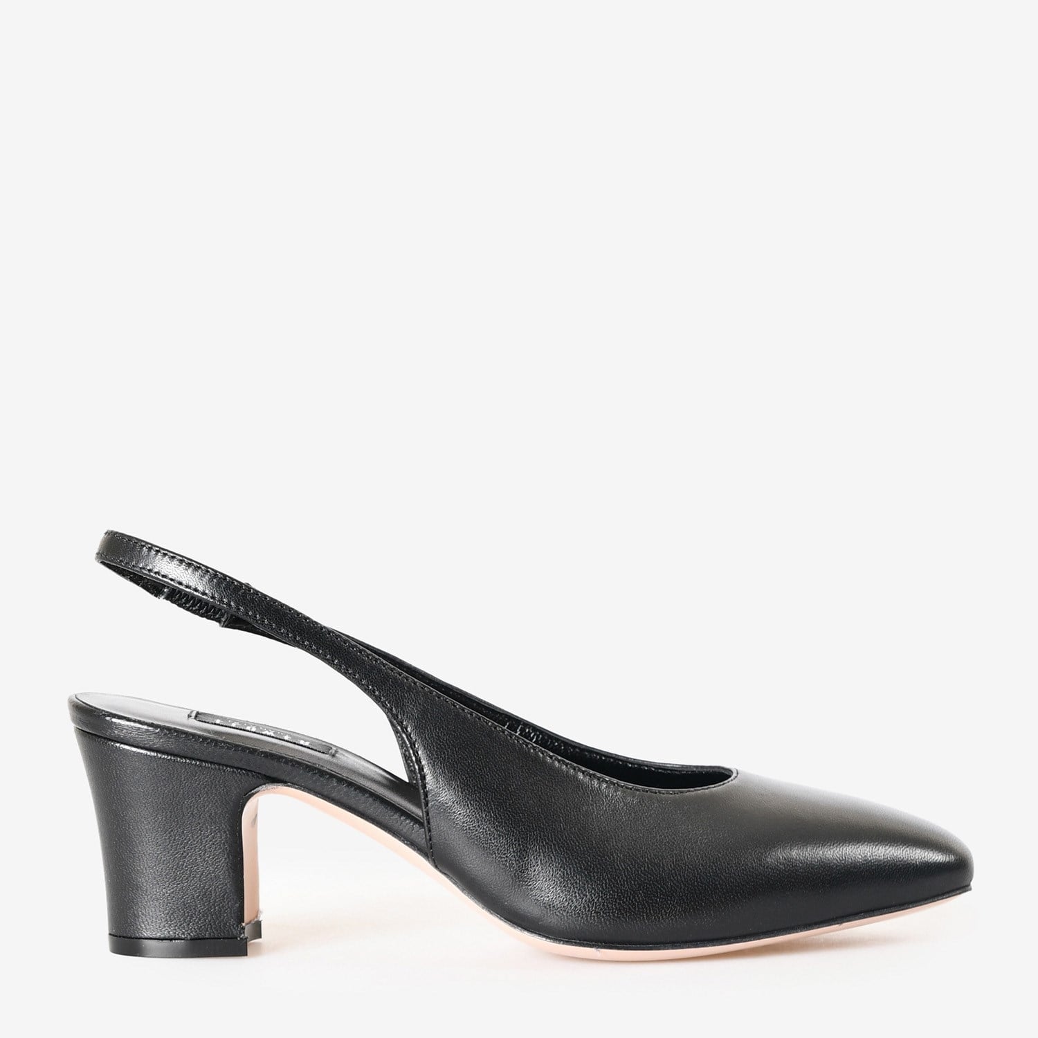 Siyah Deri Kalın Topuk Kadın Abiye Sandalet