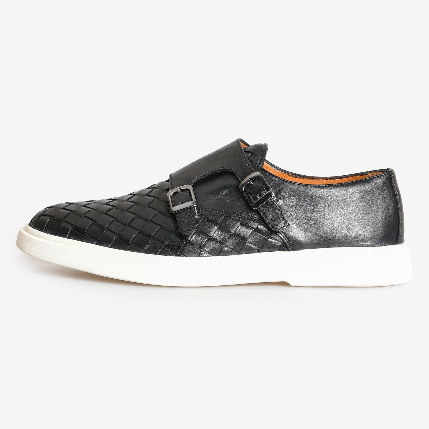 Siyah Deri Kemer Detaylı Erkek Spor Ayakkabı