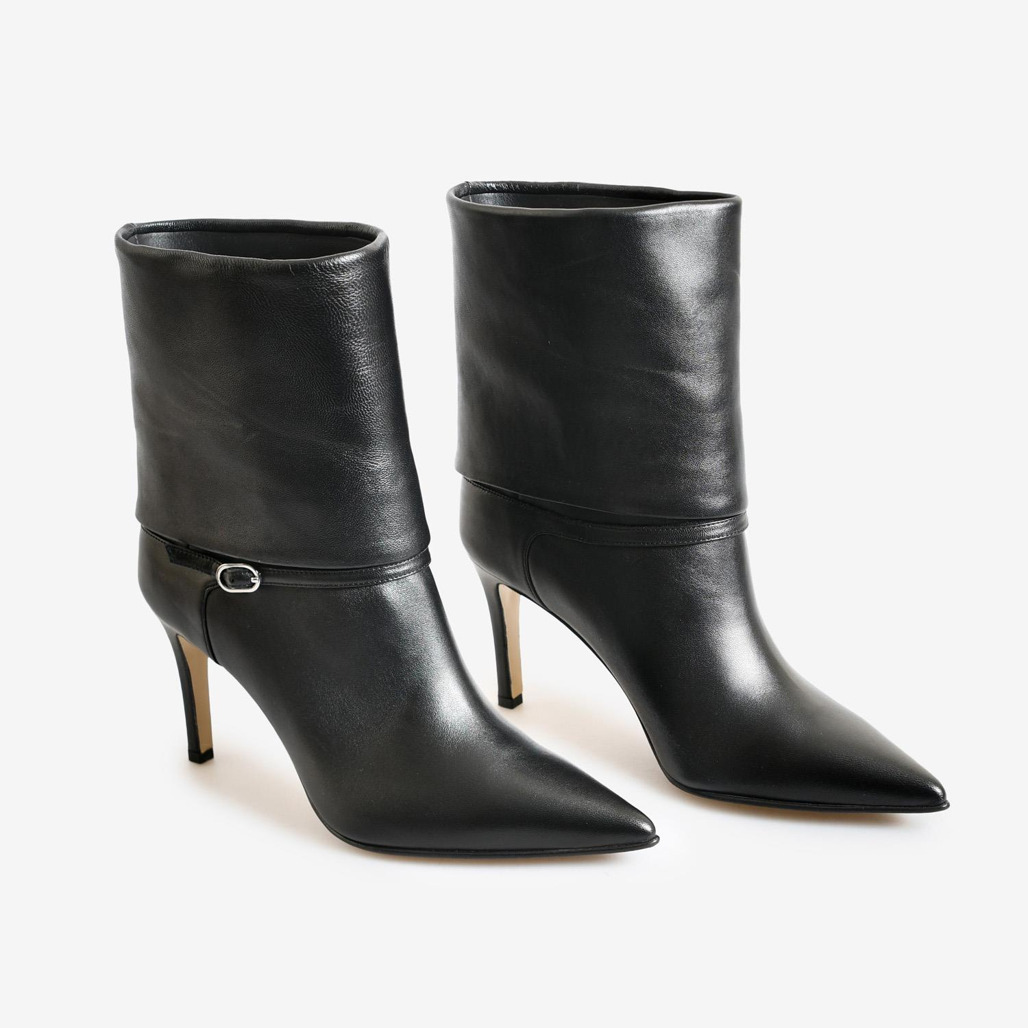 Siyah Deri Kemer Detaylı Kadın Abiye Bot