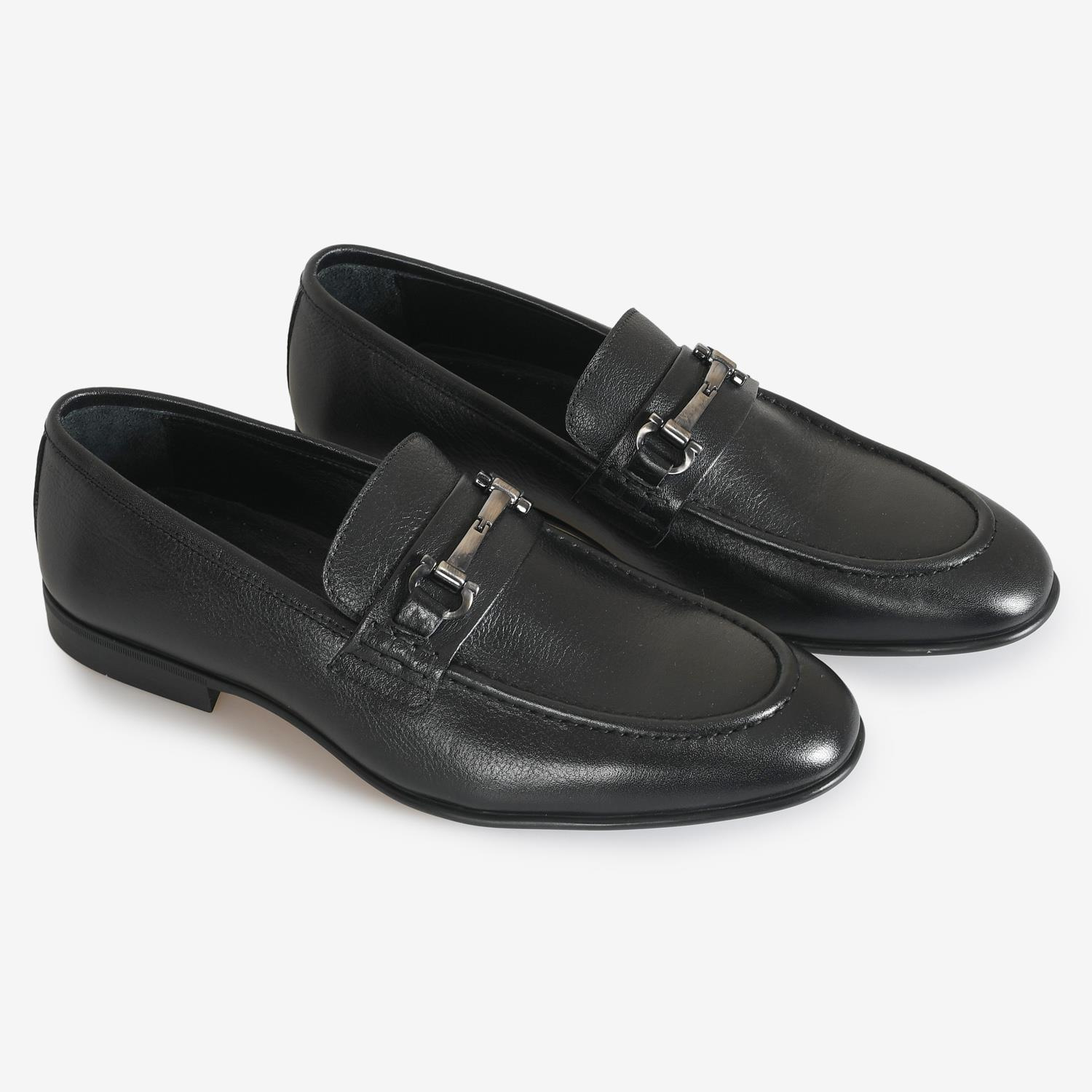 Siyah Deri Klasik Erkek Loafer