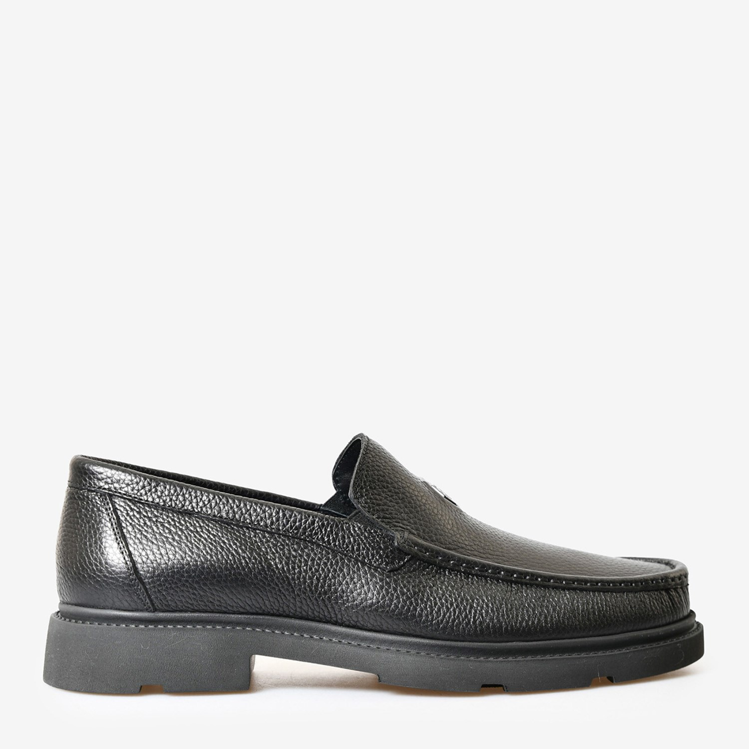 Siyah Deri Logo Detaylı Erkek Loafer