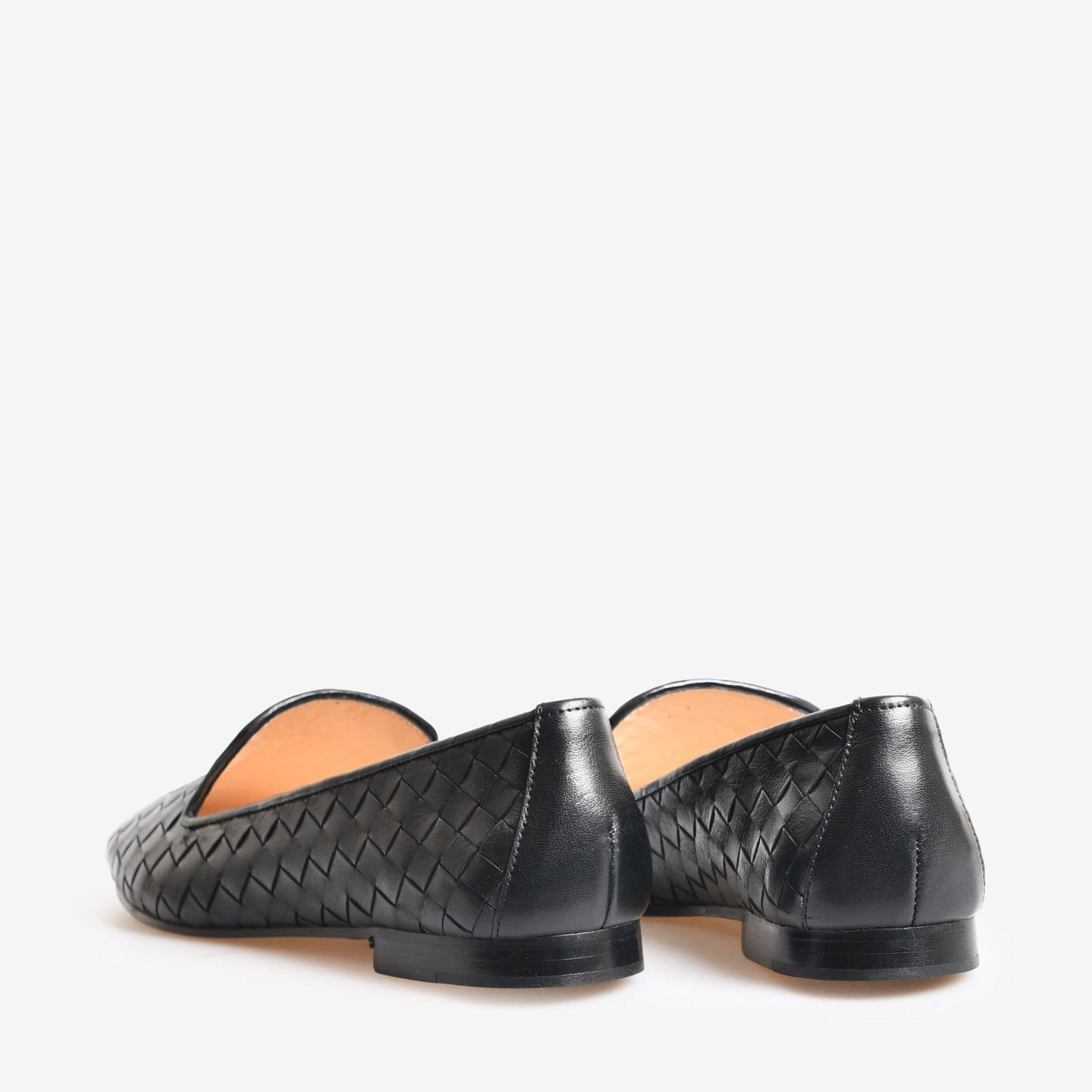 Siyah Deri Örgü Detaylı Babet Loafer