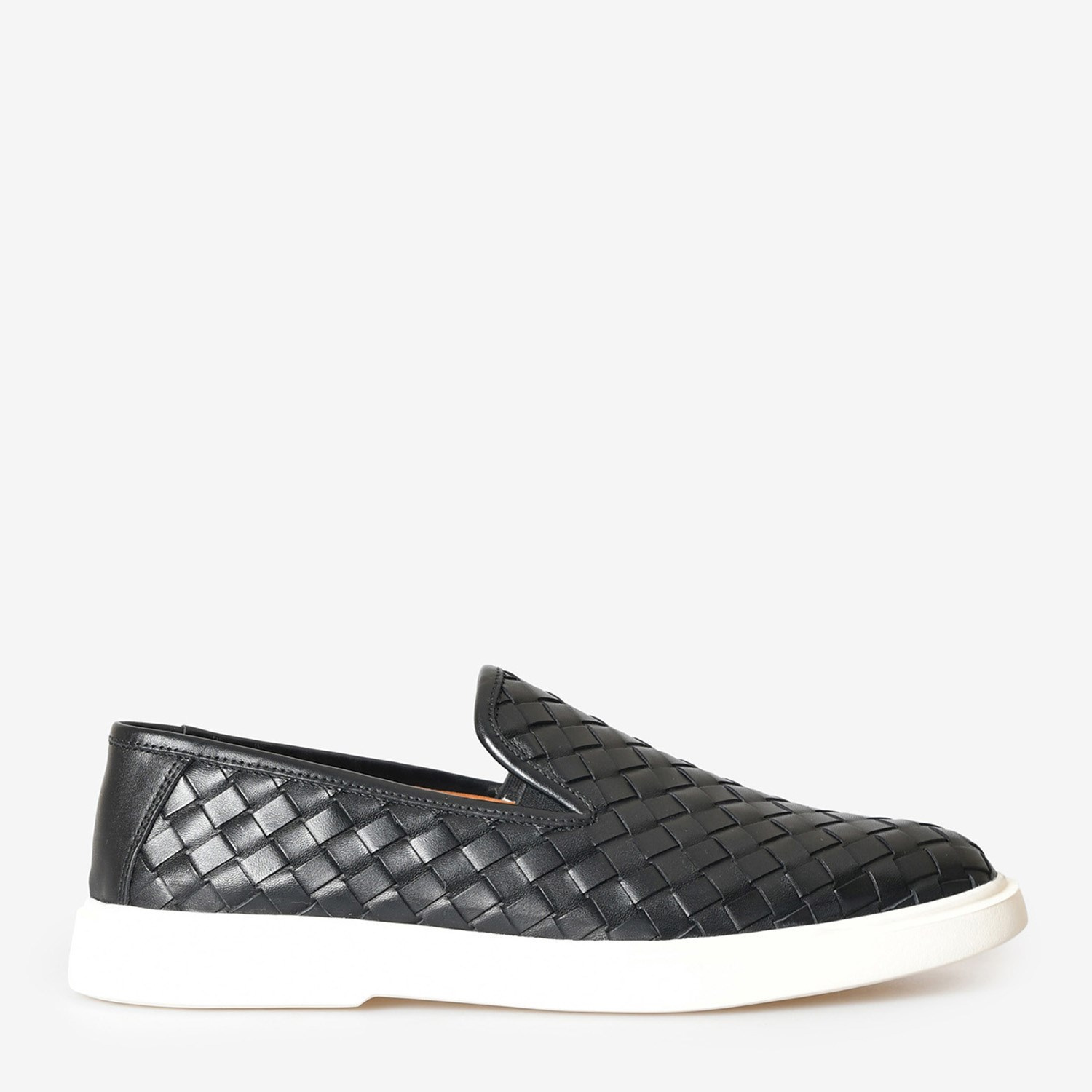 Siyah Deri Örgü Erkek Loafer
